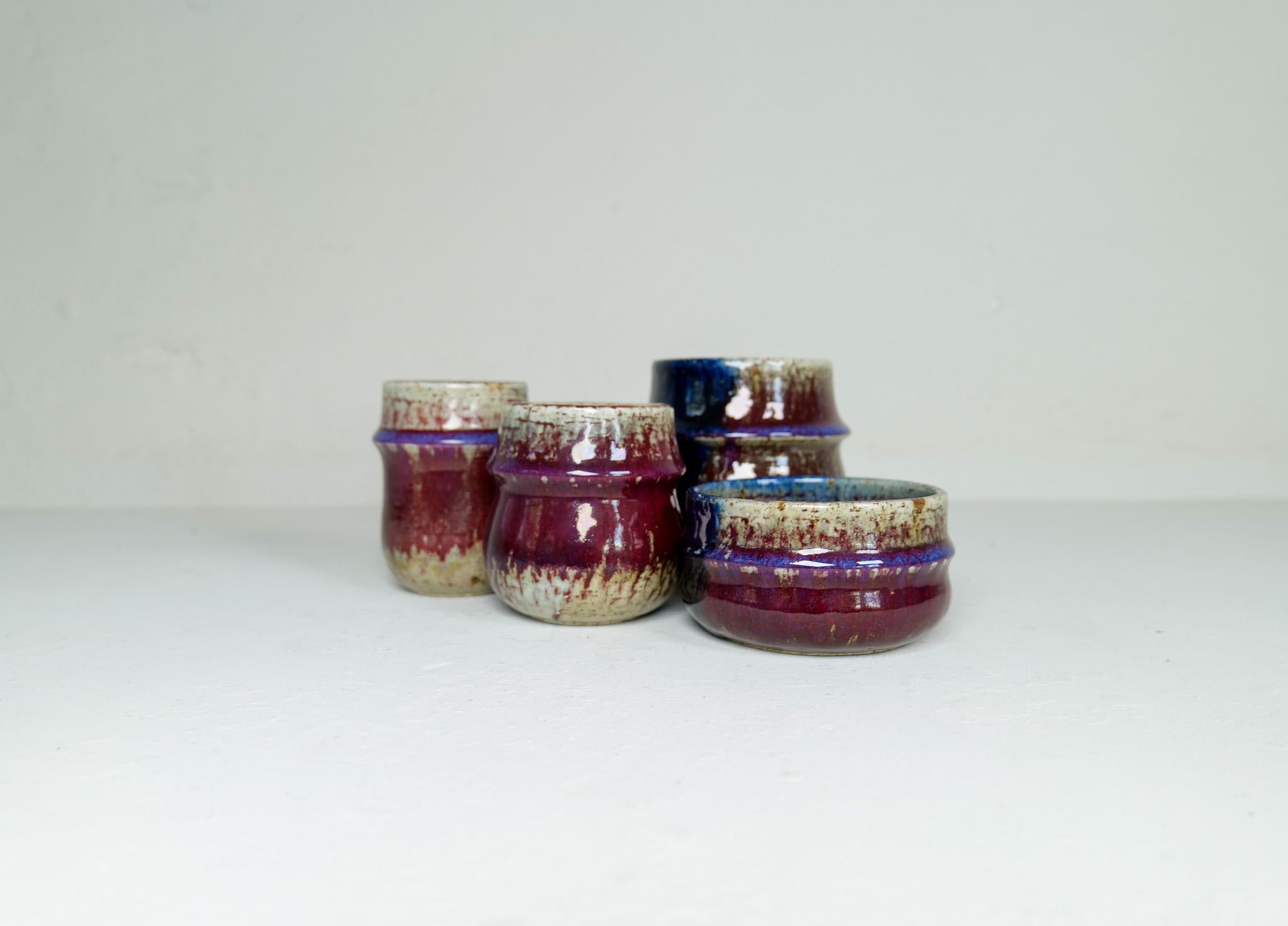 The Moderns Modern Set of 4 Ceramic Pieces Rörstrand Sylvia Leuchovius, 1960s Bon état - En vente à Hillringsberg, SE