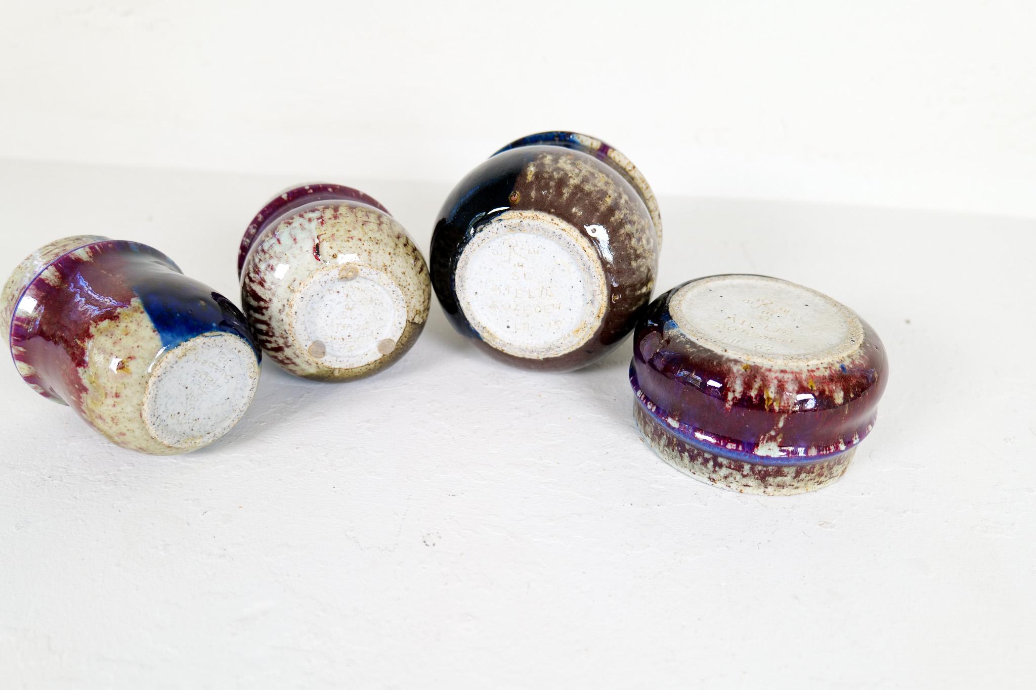 Mid-Century Modern Set of 4 Ceramic Pieces Rörstrand Sylvia Leuchovius, 1960s For Sale 3