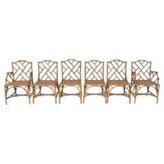 Mid-Century Modern Set of 4 Chairs and 2 Armchairs, Rattan, 1970s