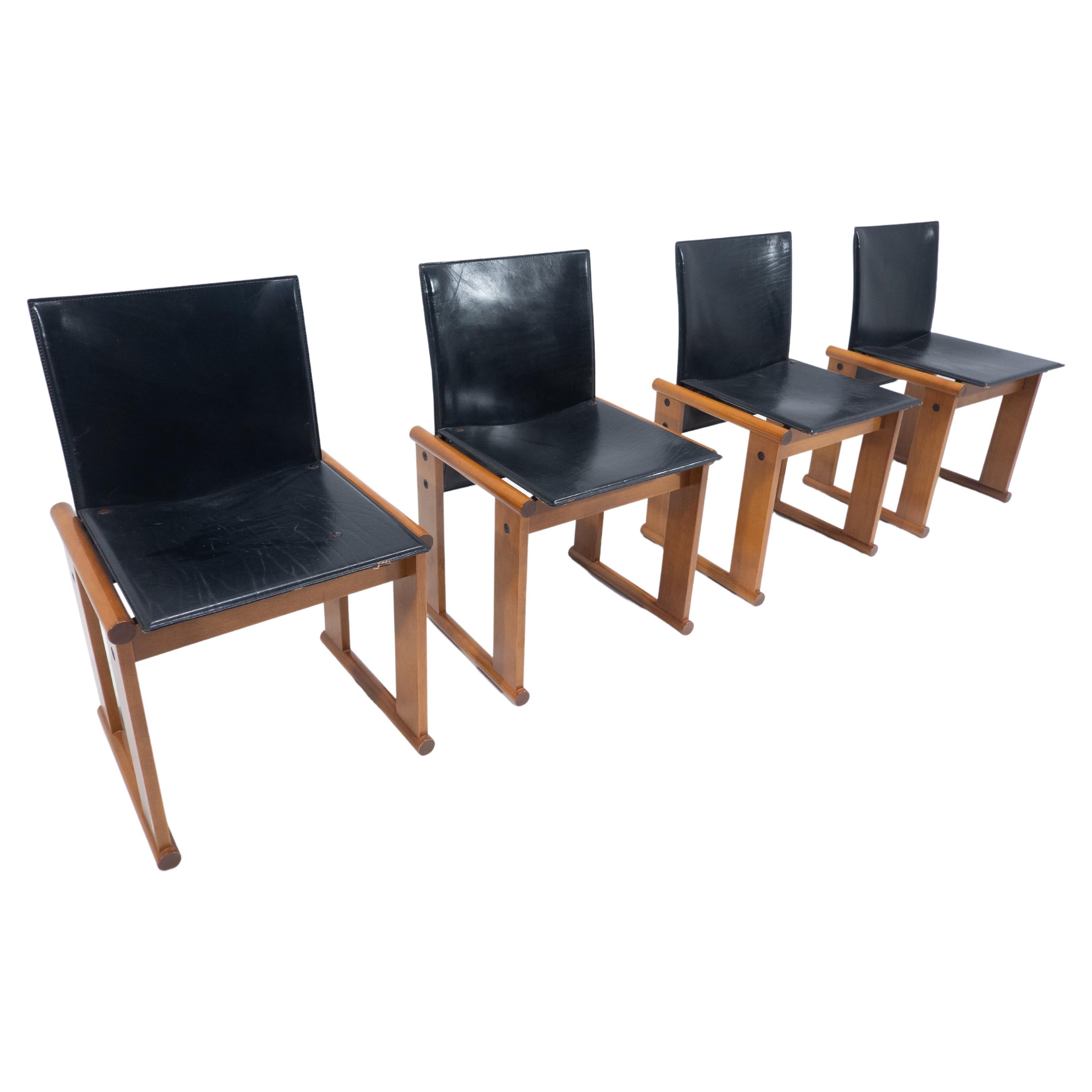 Mid-Century Modern Set of 4 Chairs by Afra and Tobia Scarpa, Italy, 1960s For Sale