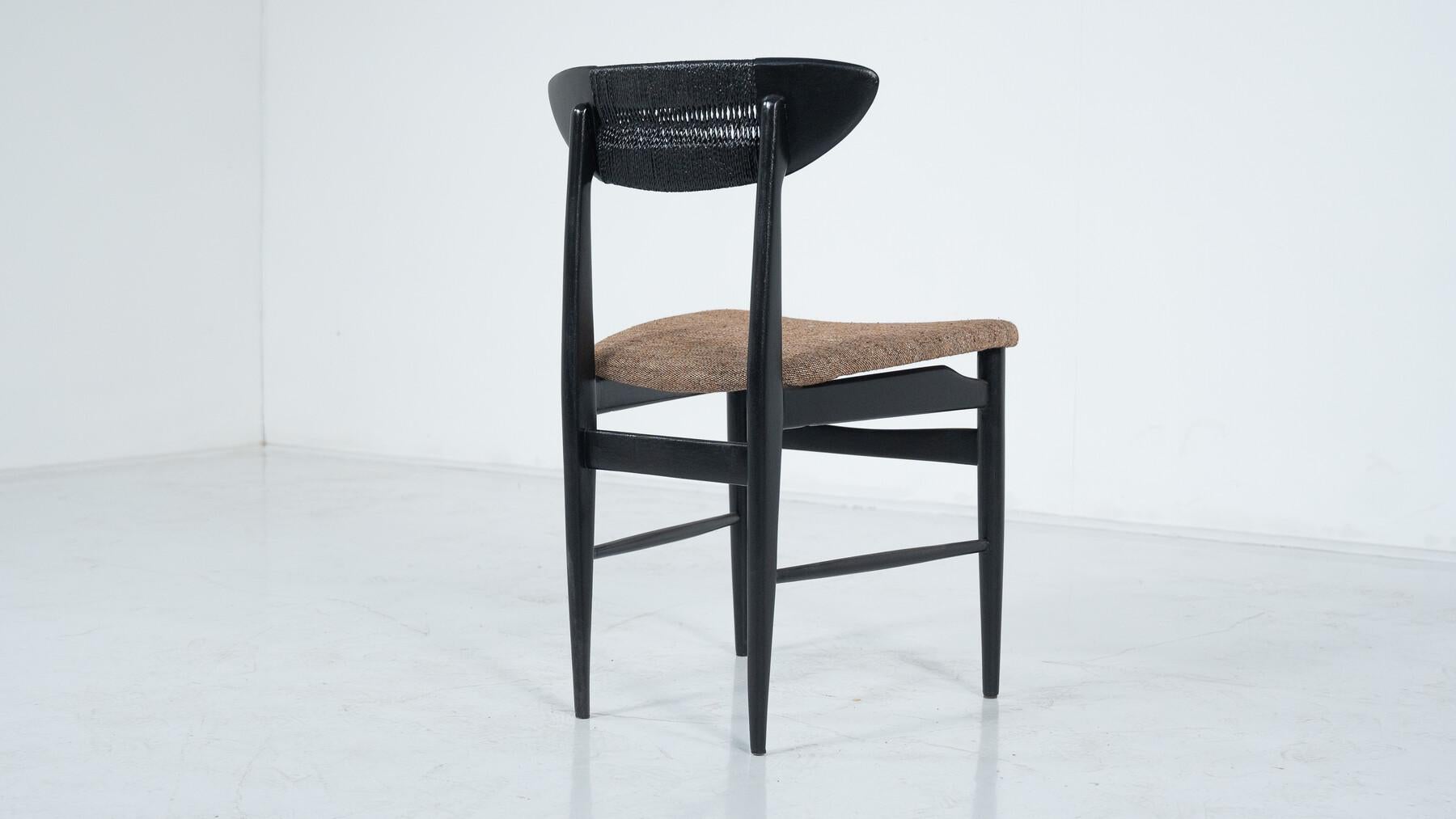 Mid-Century Modern Ensemble de 4 chaises The Modernity de Hans Wegner, bois noir et corde, Danemark en vente
