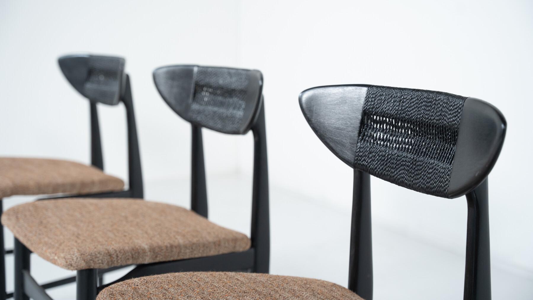 Ensemble de 4 chaises The Modernity de Hans Wegner, bois noir et corde, Danemark en vente 2