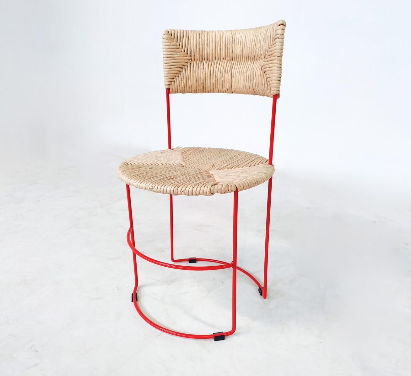 Italian Mid-Century Modern Set of 4 Chairs by Laura de Lorenzo & Stefano Stefani For Sale