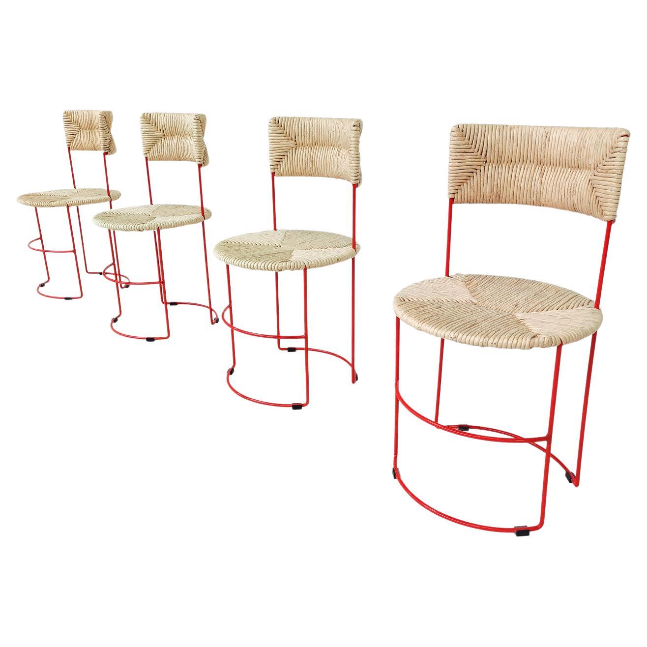 Mid-Century Modern Set of 4 Chairs by Laura de Lorenzo & Stefano Stefani For Sale