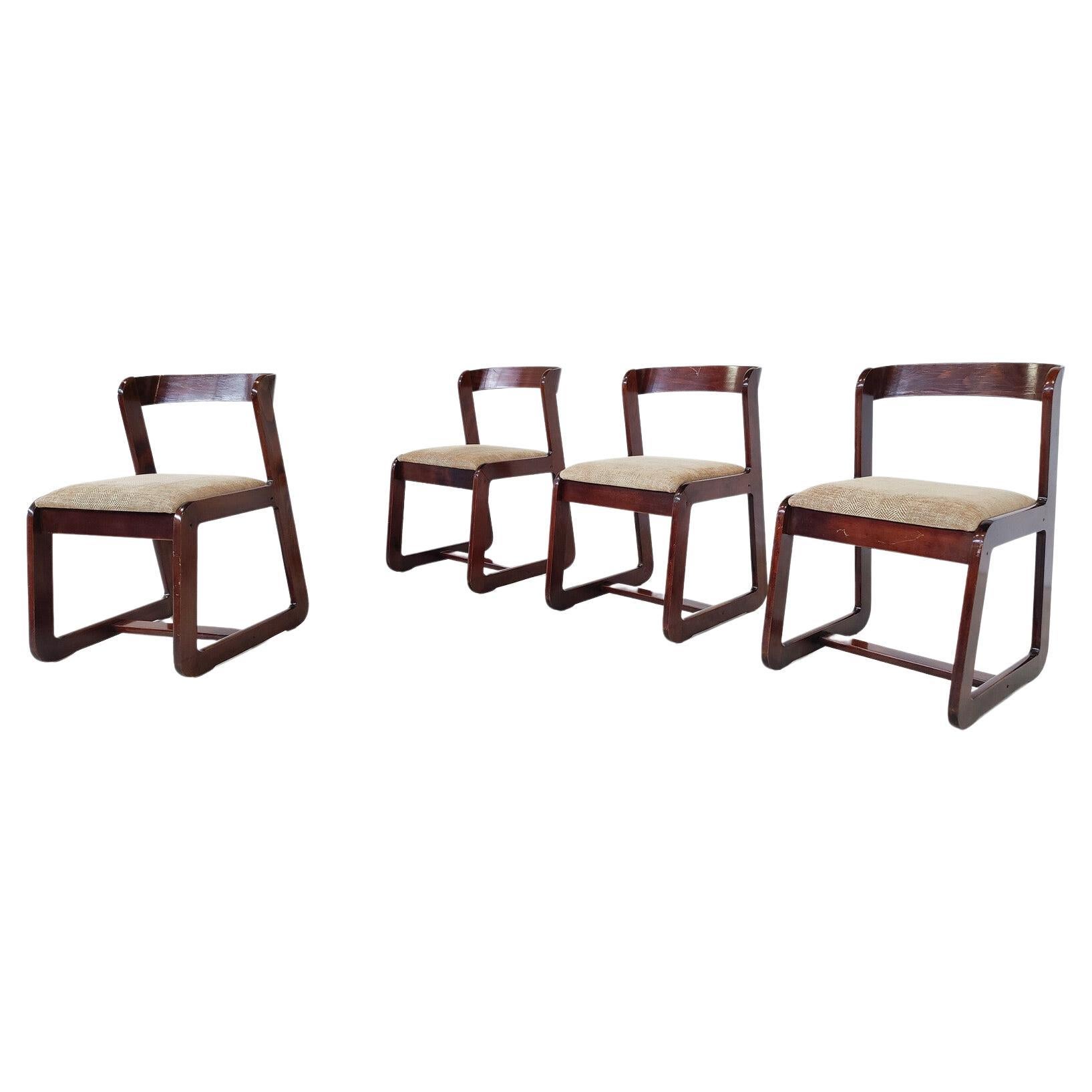Mid-Century Modern Set of 4 Chairs by Mario Sabot, Italy, 1970s For Sale