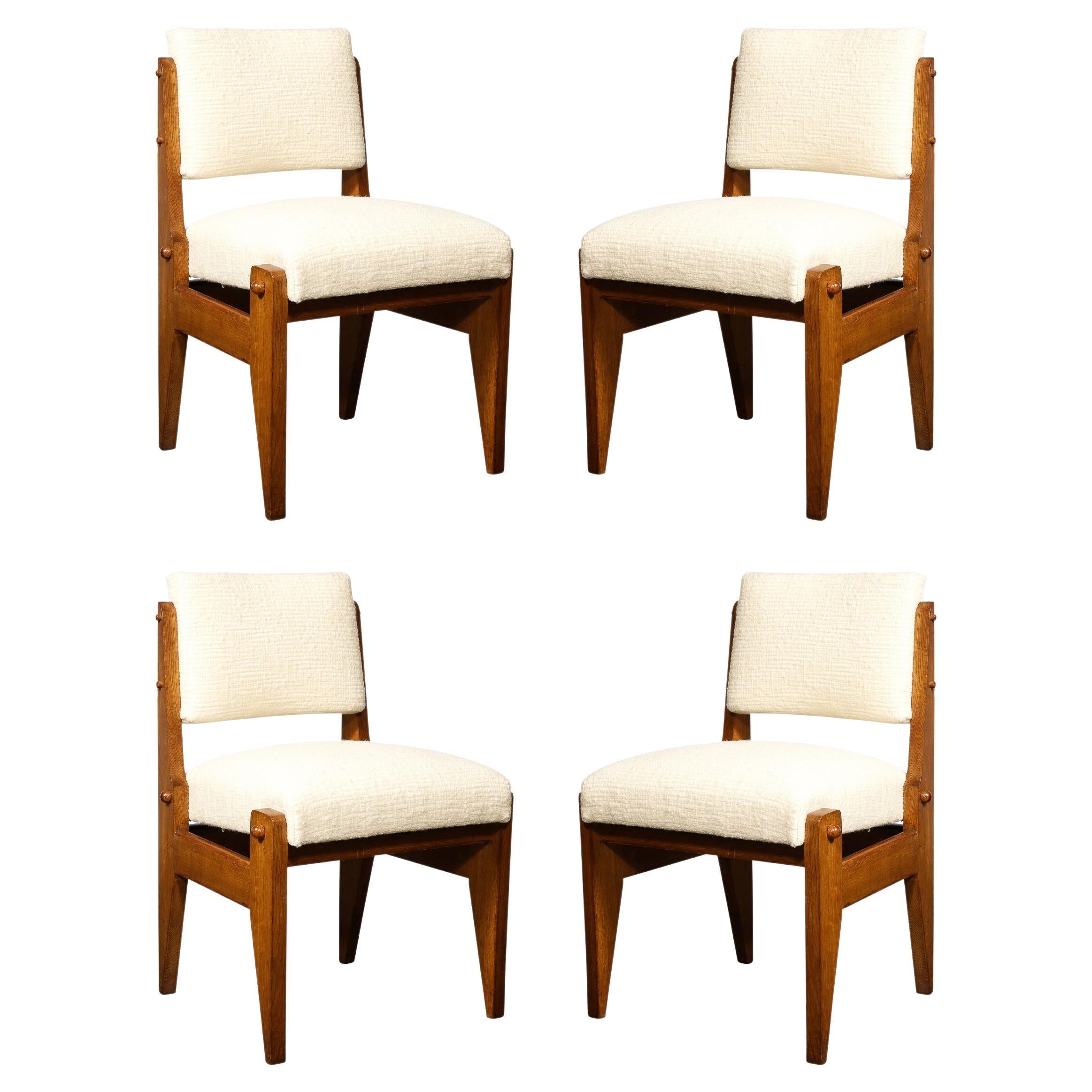 Mid-Century Modern Set of 4 Chairs Robert Guillerme & Jacques Chambron