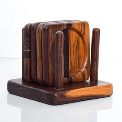 1960s Mexico Modern Set of 4 Drink Coasters Cocobolo Wood by Don Shoemaker
