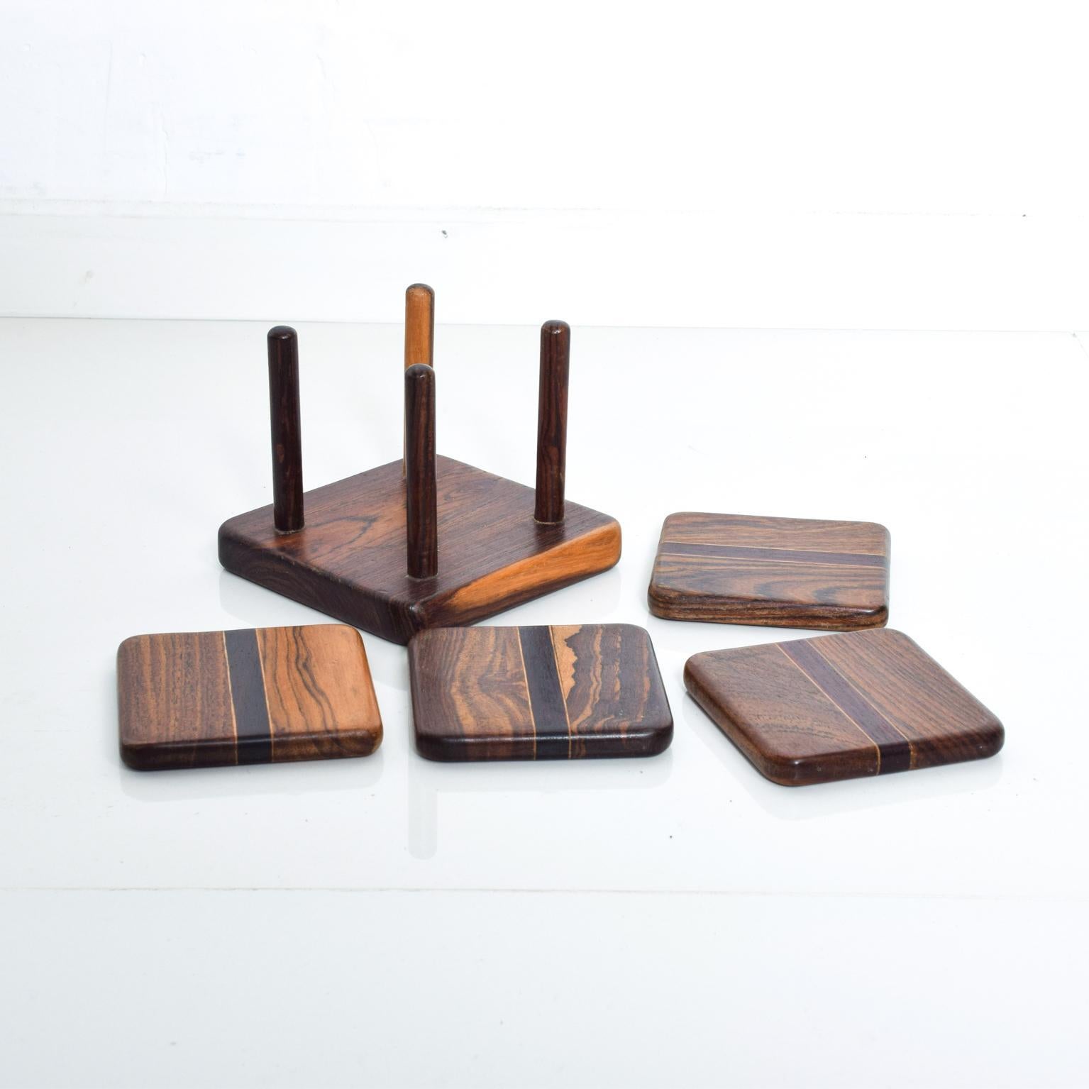 Mexican 1960s Mexico Modern Set of 4 Drink Coasters Cocobolo Wood by Don Shoemaker 