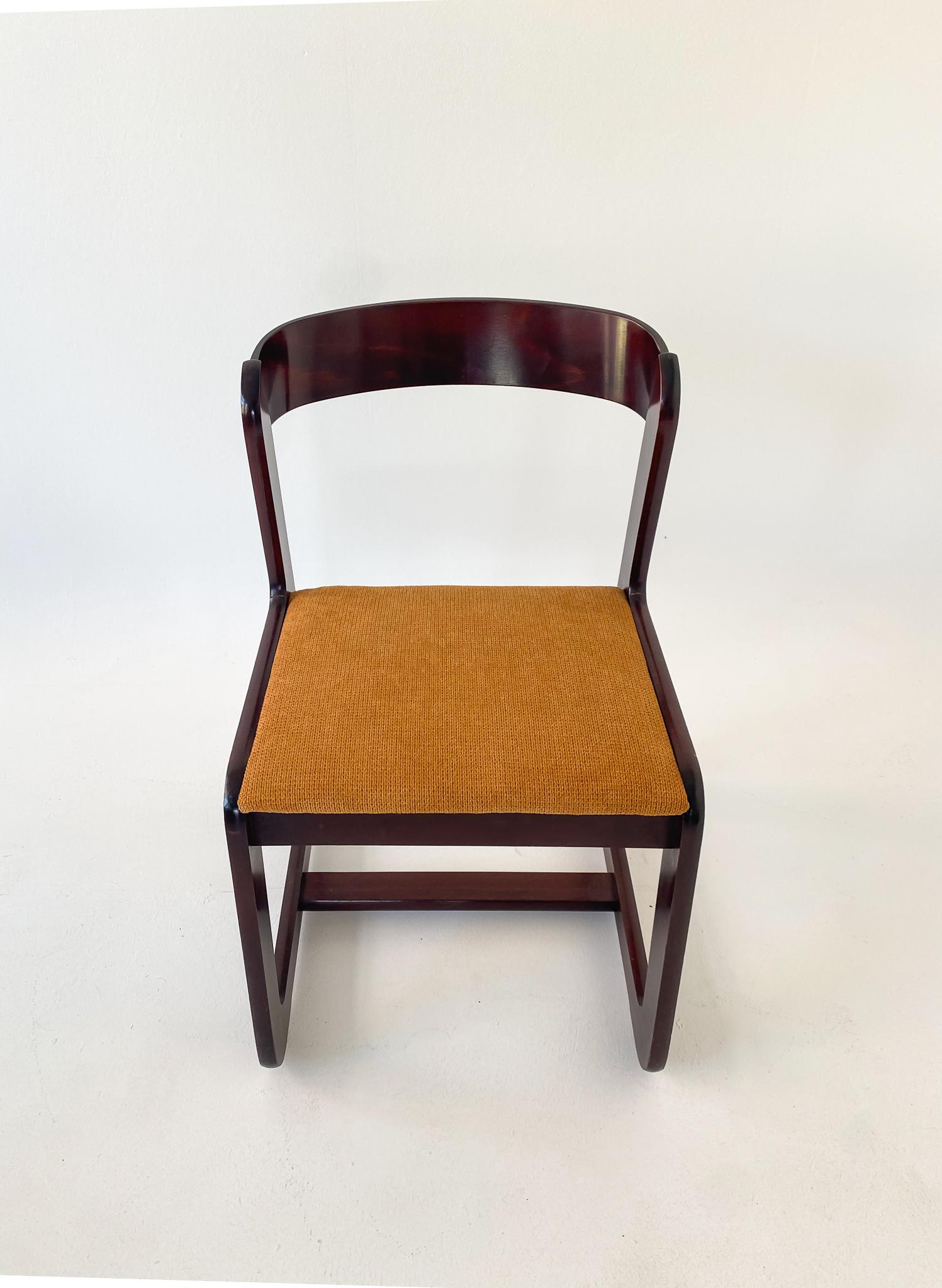 Mid-Century Modern Set of 4 Dining Chairs by Willy Rizzo for Mario Sabot 1970s 4