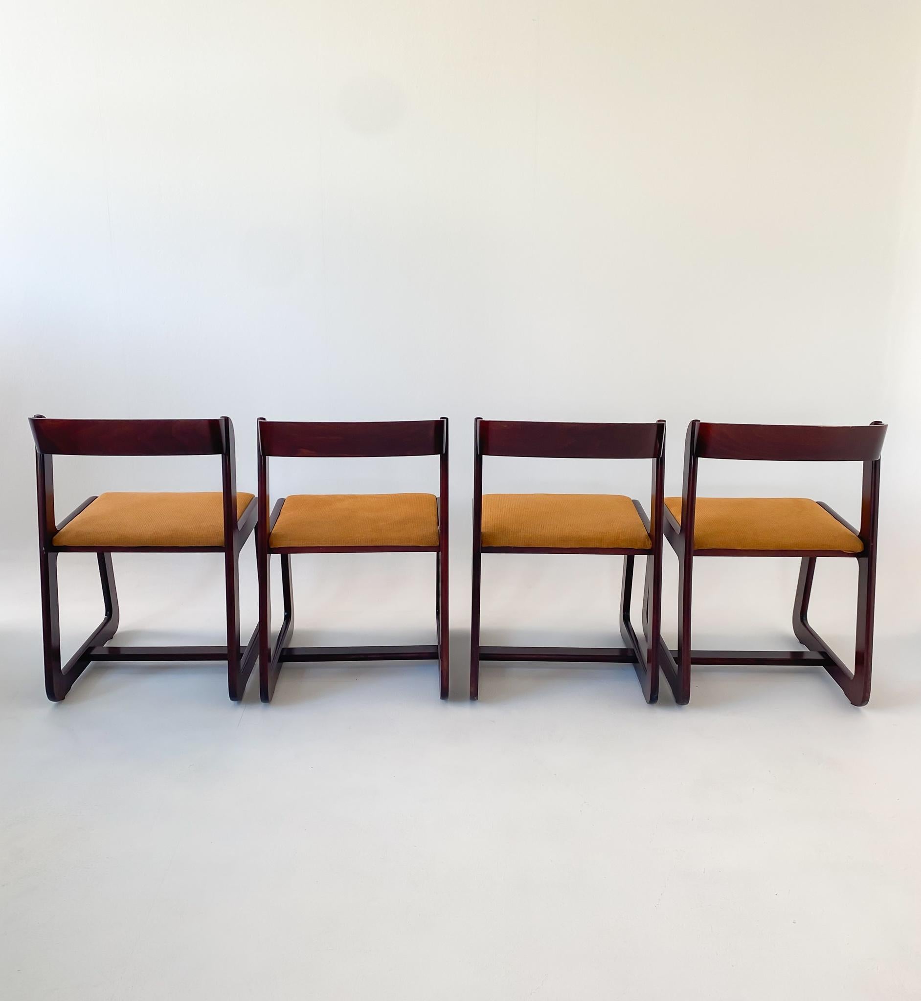 Late 20th Century Mid-Century Modern Set of 4 Dining Chairs by Willy Rizzo for Mario Sabot 1970s