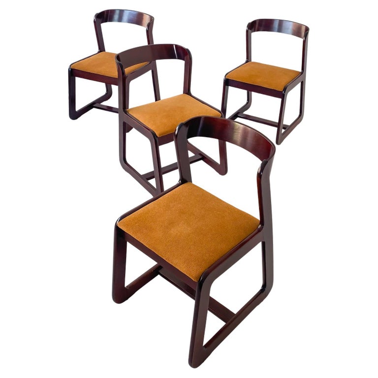 Mid-Century Modern Set of 4 Dining Chairs by Willy Rizzo for Mario Sabot  1970s For Sale at 1stDibs