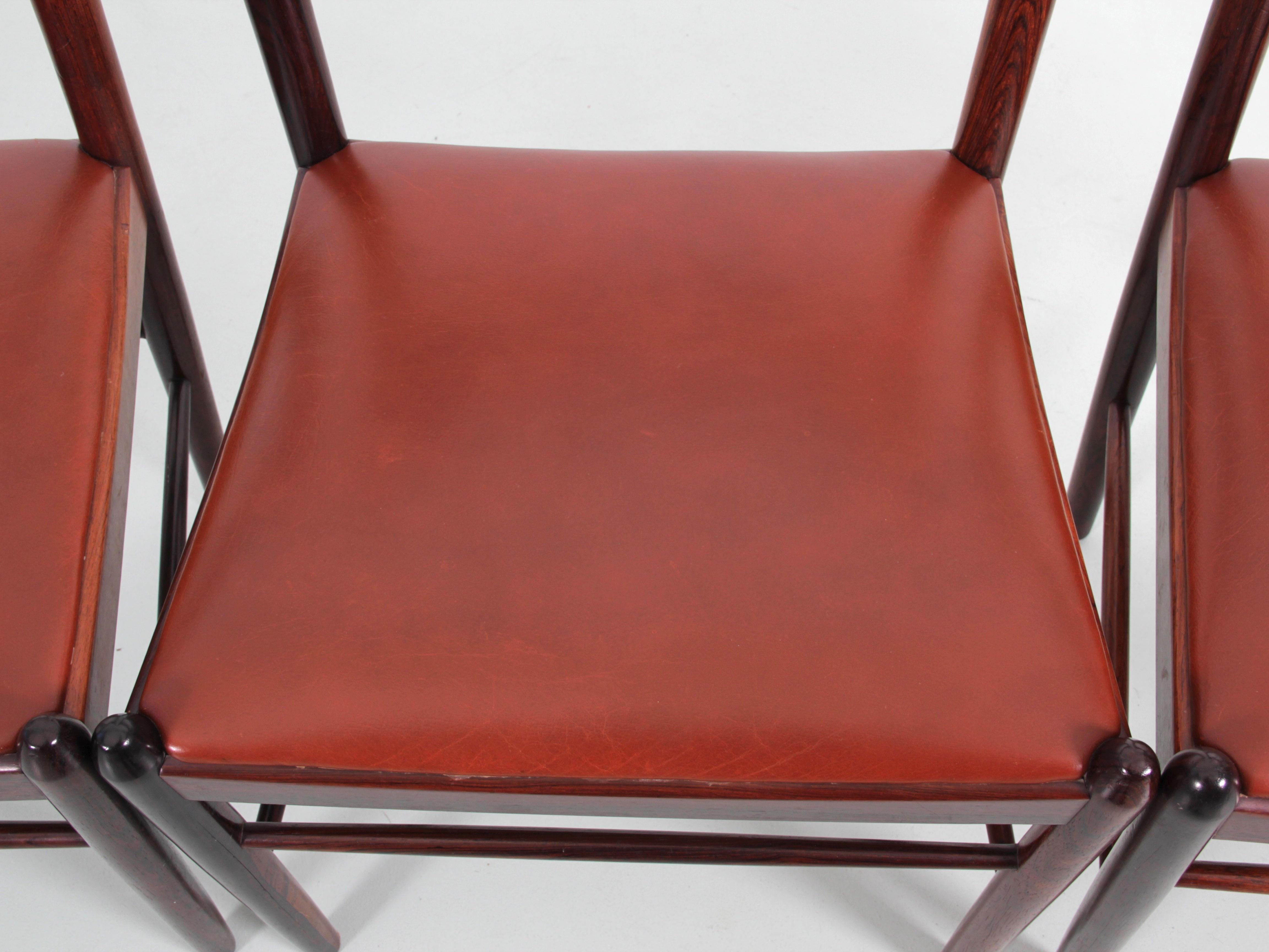 Mid-Century Modern Set of 4 Dining Chairs in Rosewood by H. Vestervig Erik For Sale 4