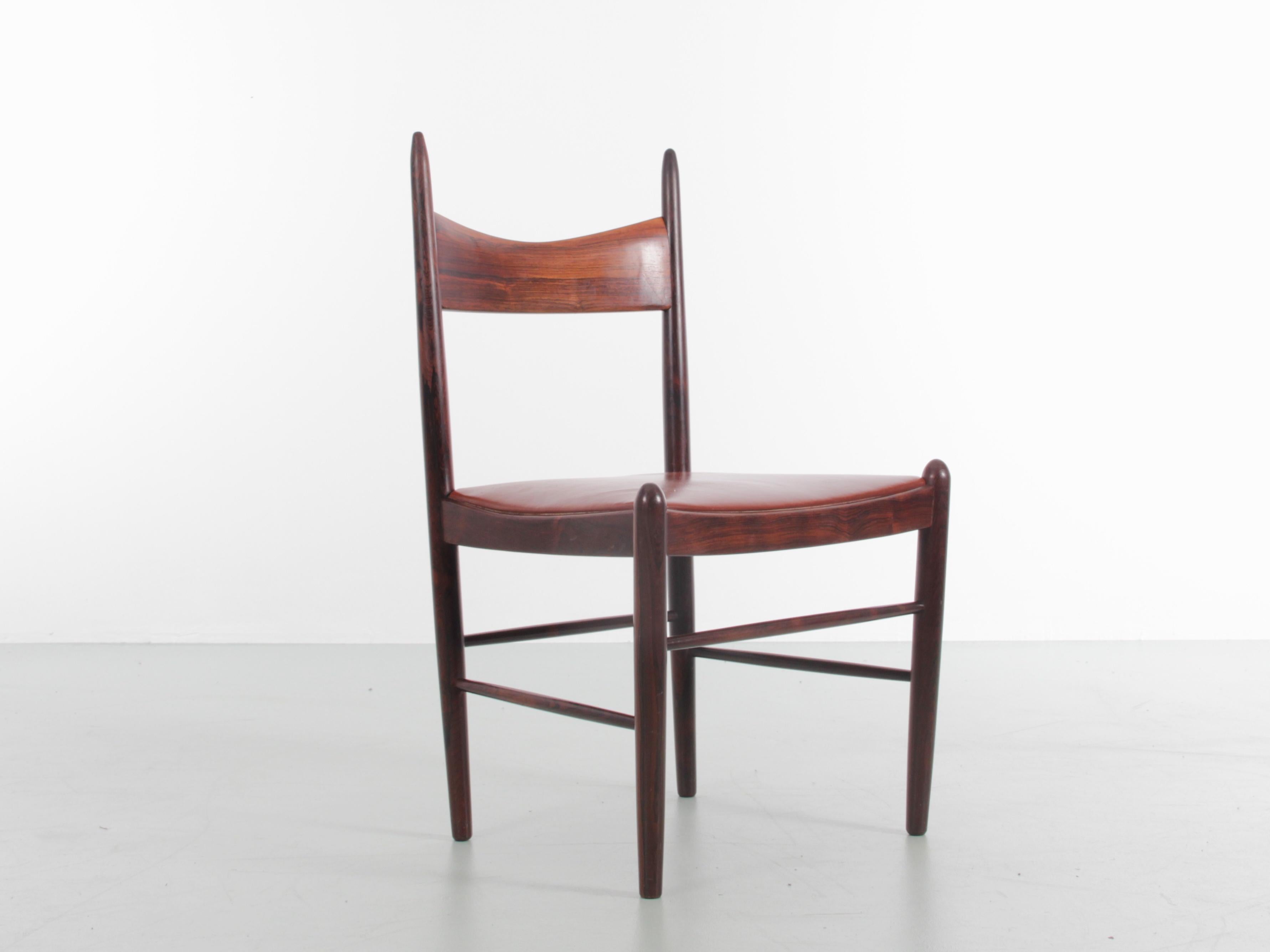 Scandinavian Modern Mid-Century Modern Set of 4 Dining Chairs in Rosewood by H. Vestervig Erik For Sale