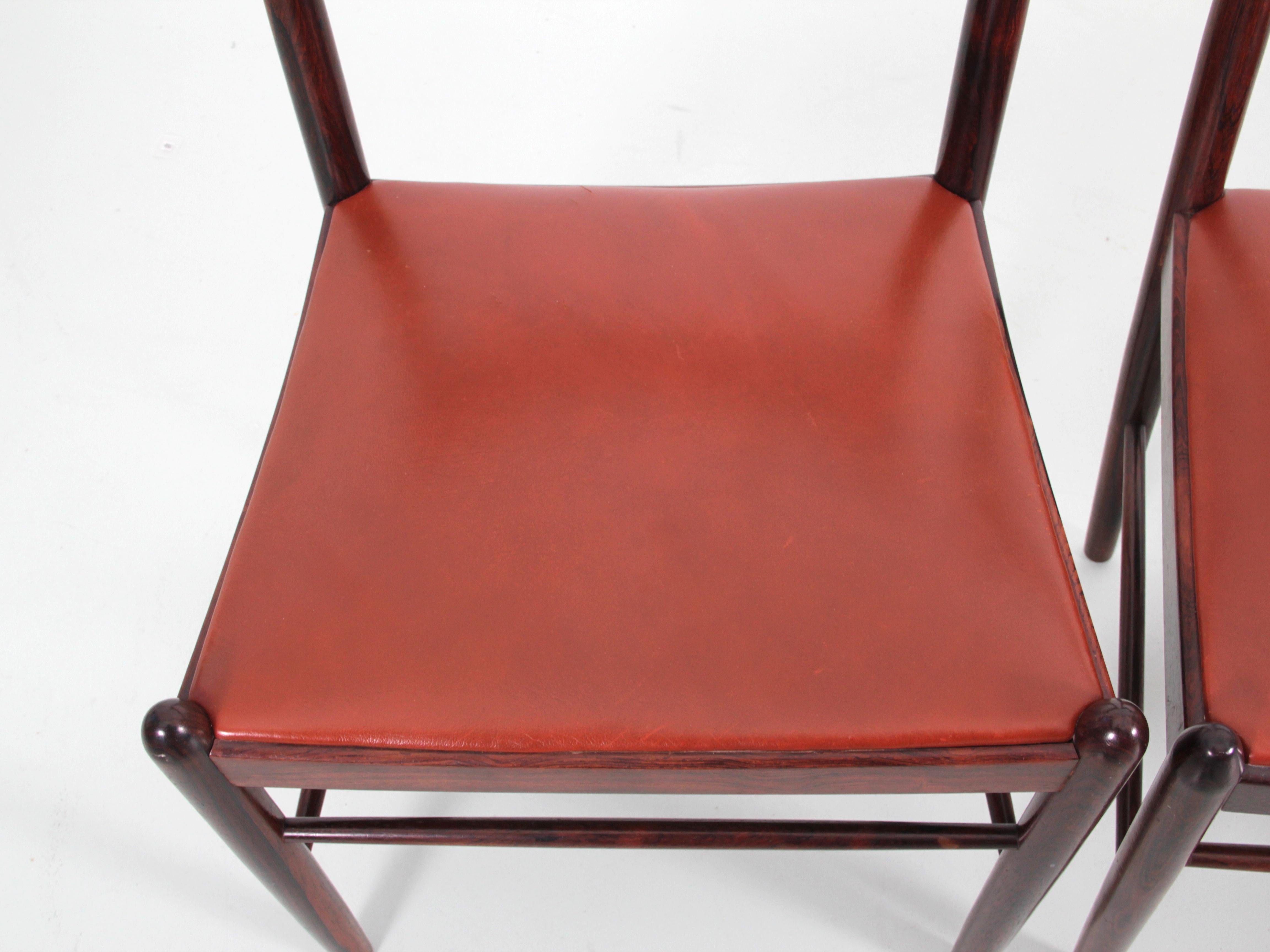 Mid-Century Modern Set of 4 Dining Chairs in Rosewood by H. Vestervig Erik For Sale 2