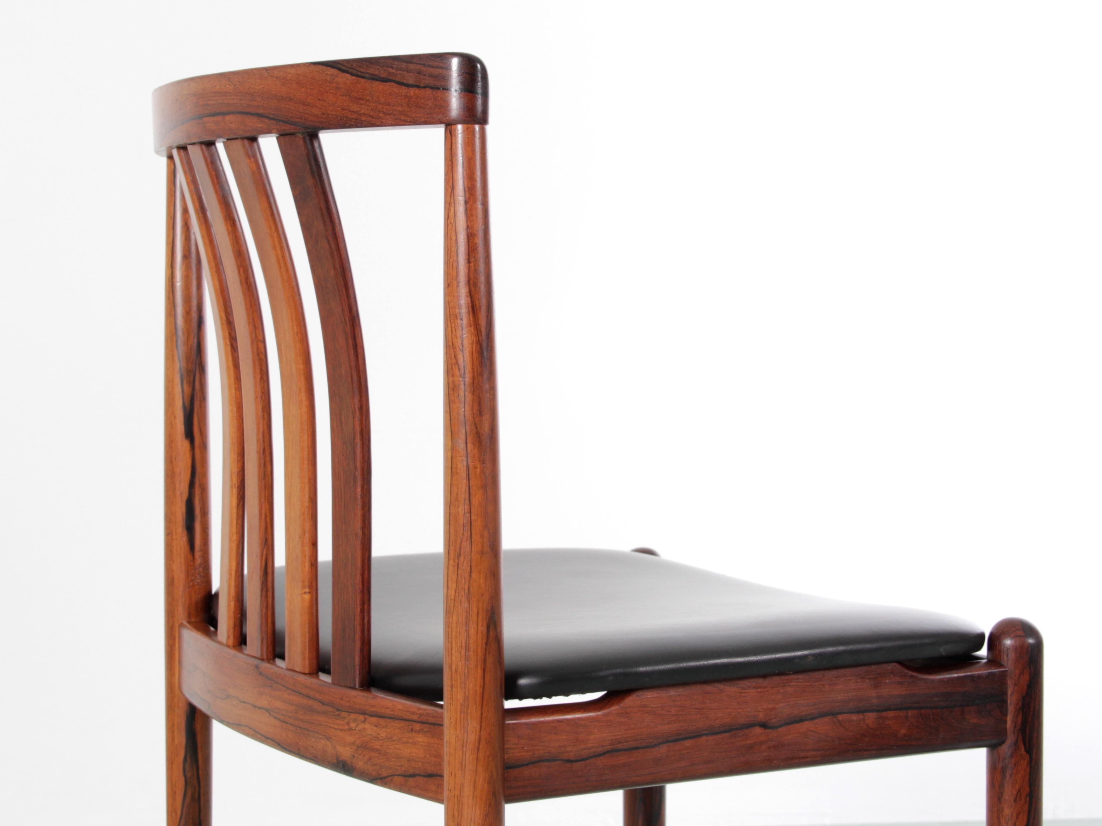 Juego de 4 sillas de comedor modernas de mediados de siglo en palisandro by Westnofa en venta 3
