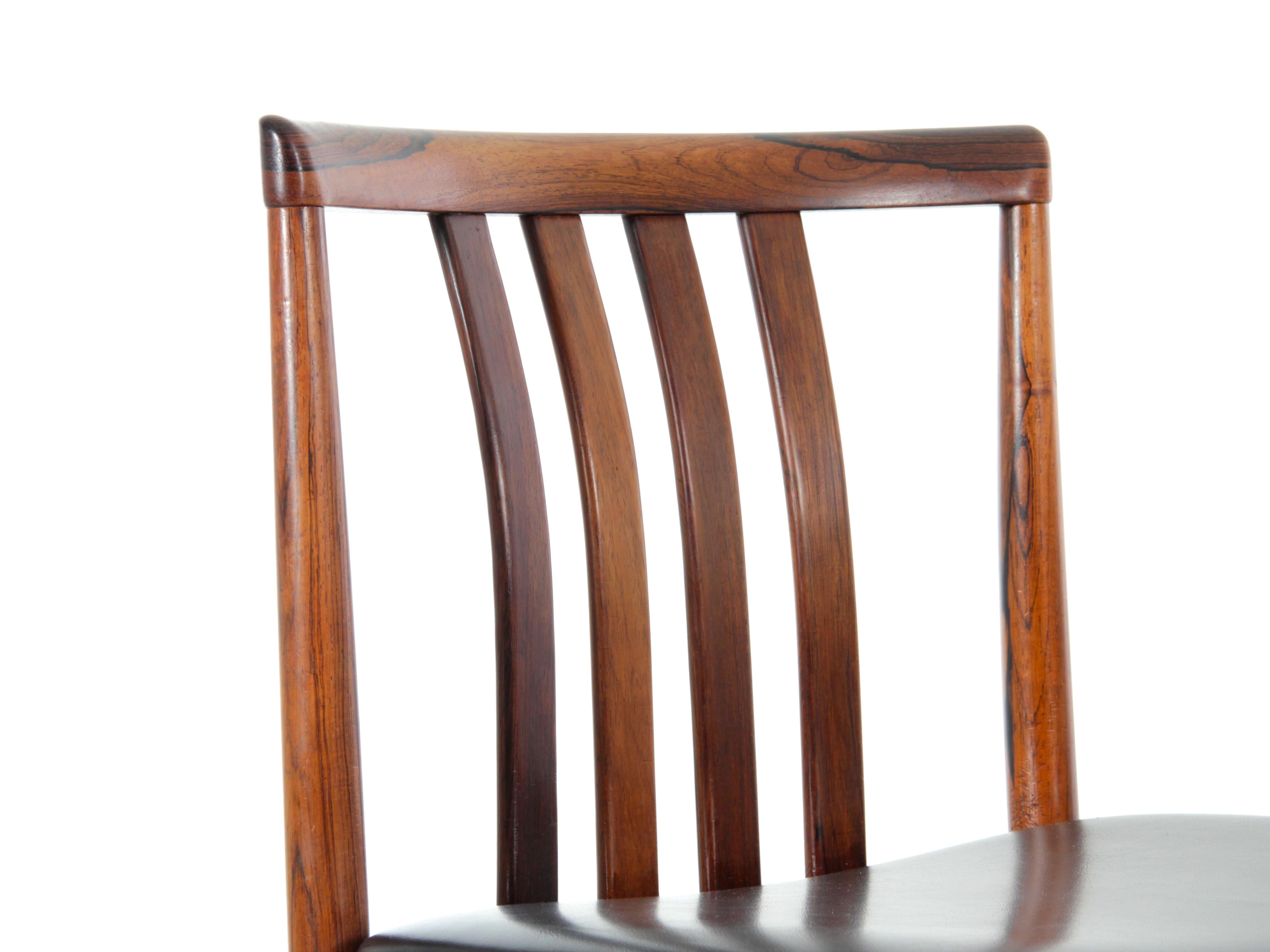 Juego de 4 sillas de comedor modernas de mediados de siglo en palisandro by Westnofa en venta 8