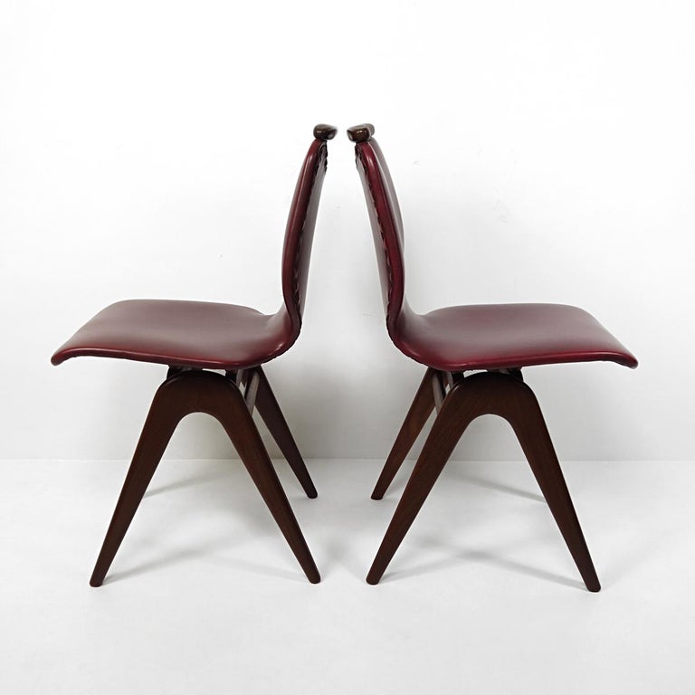 Mid-Century Modern Set of 4 Dutch Design Dining Chairs by Louis van Teeffelen In Good Condition For Sale In Doornspijk, NL