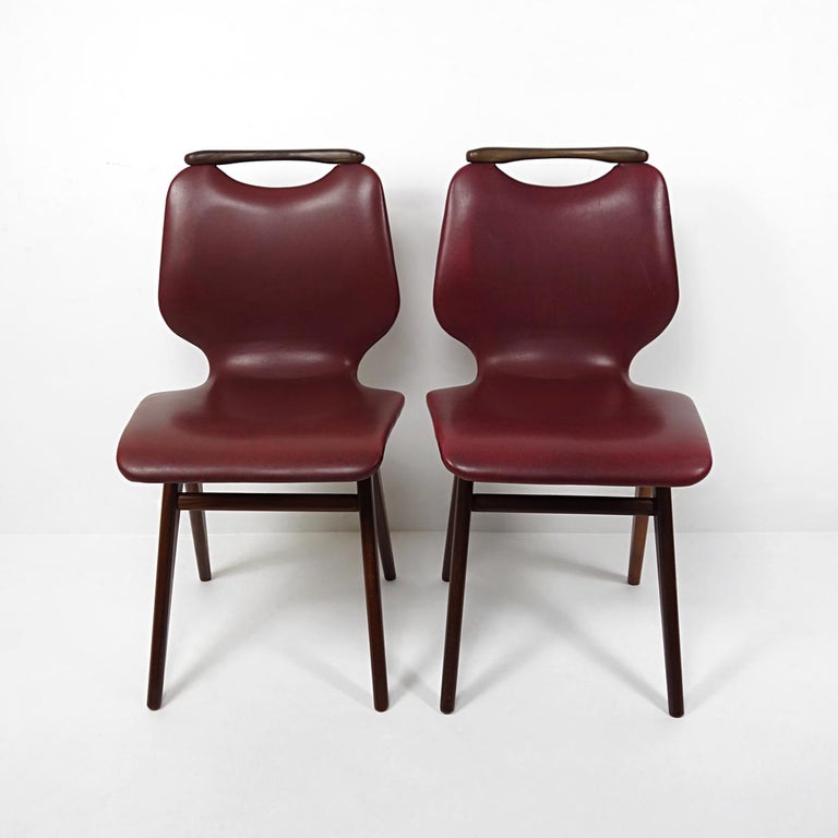 Mid-20th Century Mid-Century Modern Set of 4 Dutch Design Dining Chairs by Louis van Teeffelen For Sale