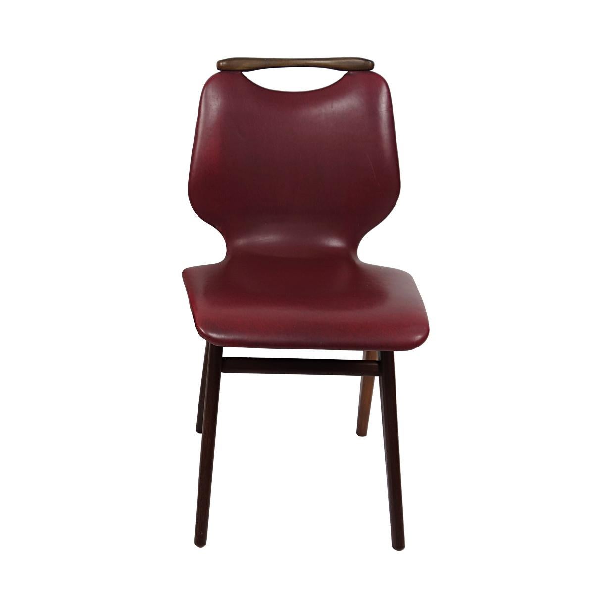 Faux Leather Mid-Century Modern Set of 4 Dutch Design Dining Chairs by Louis van Teeffelen