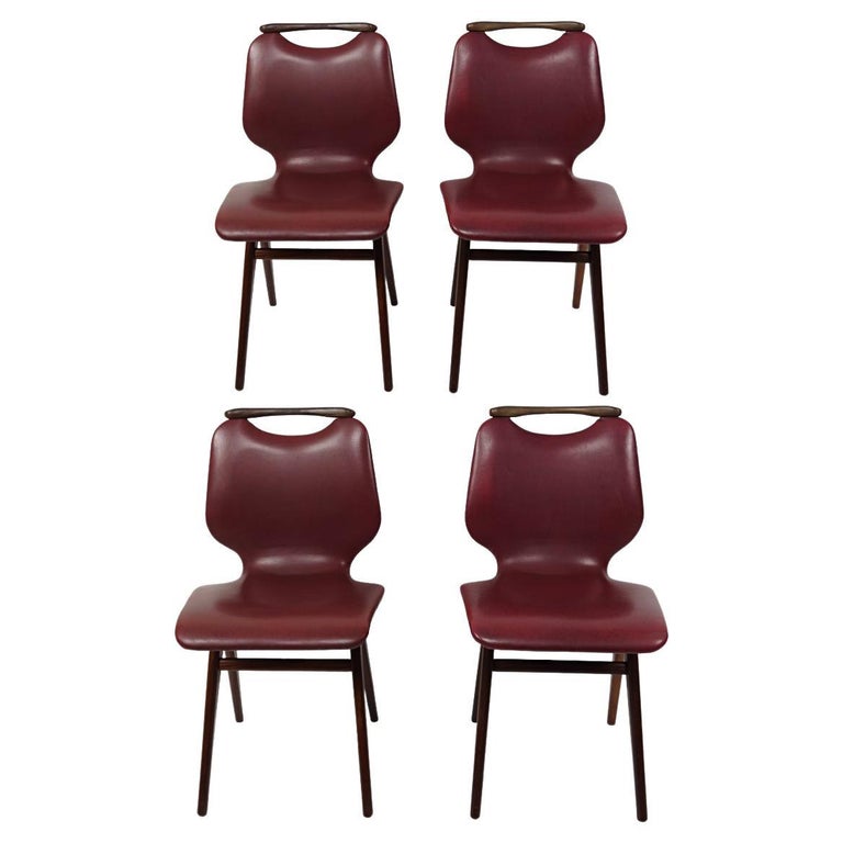 Mid-Century Modern Set of 4 Dutch Design Dining Chairs by Louis van Teeffelen For Sale