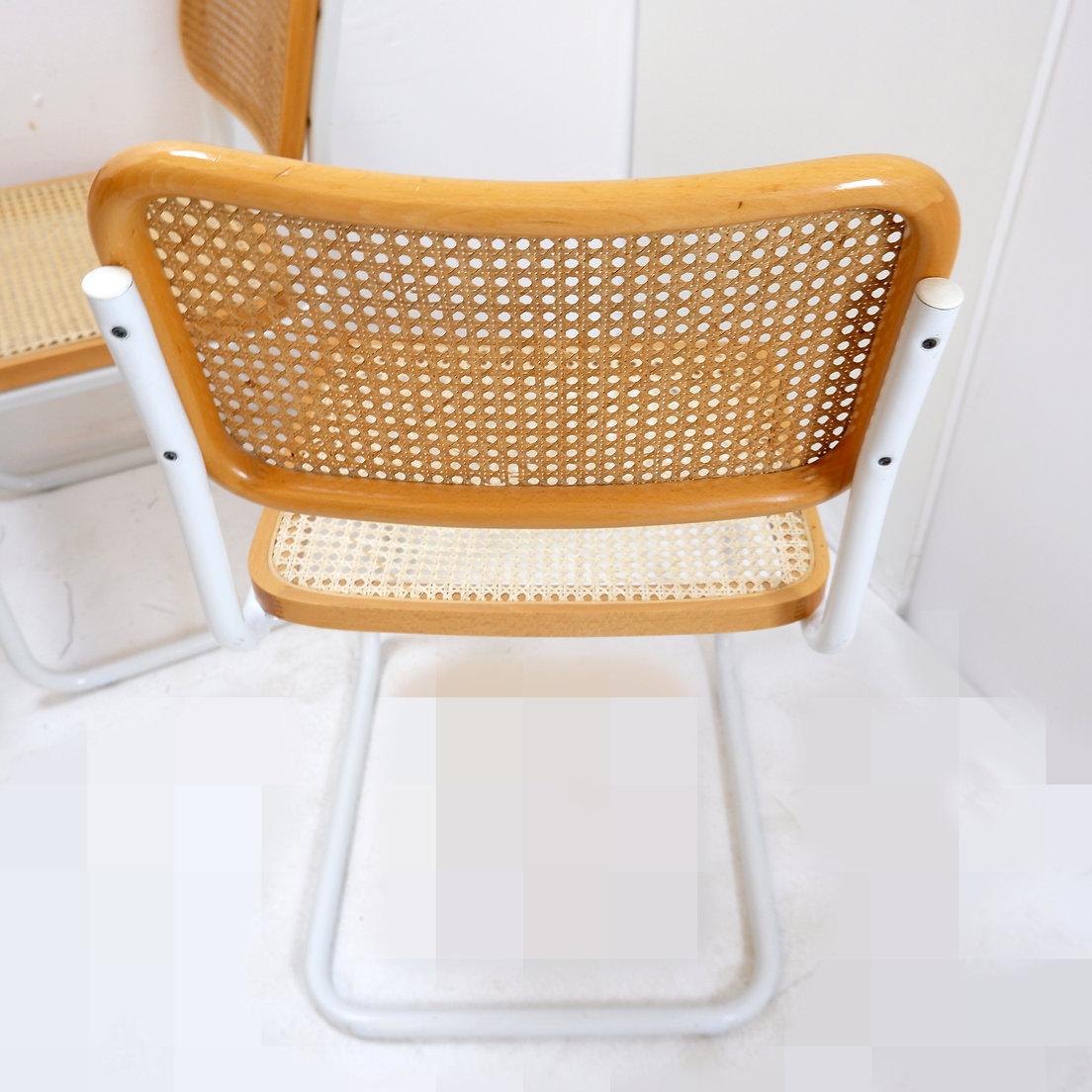 Juego de 4 sillas de caña italianas modernas de mediados de siglo al estilo de Marcel Breuer en venta 1