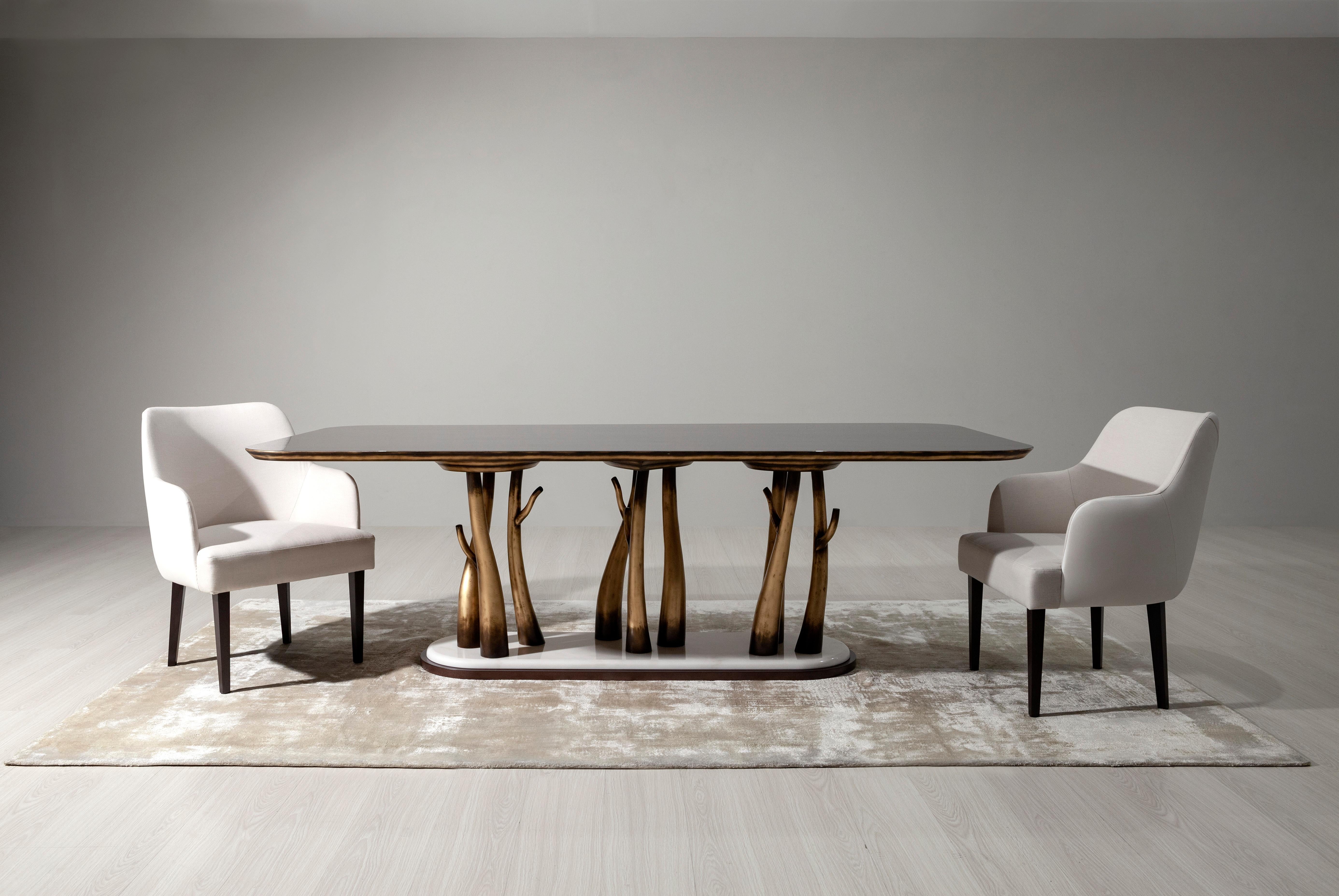 Portugais Ensemble de 4 chaises de salle à manger Margot, en cuir blanc, Greenapple, modernité du milieu du siècle en vente