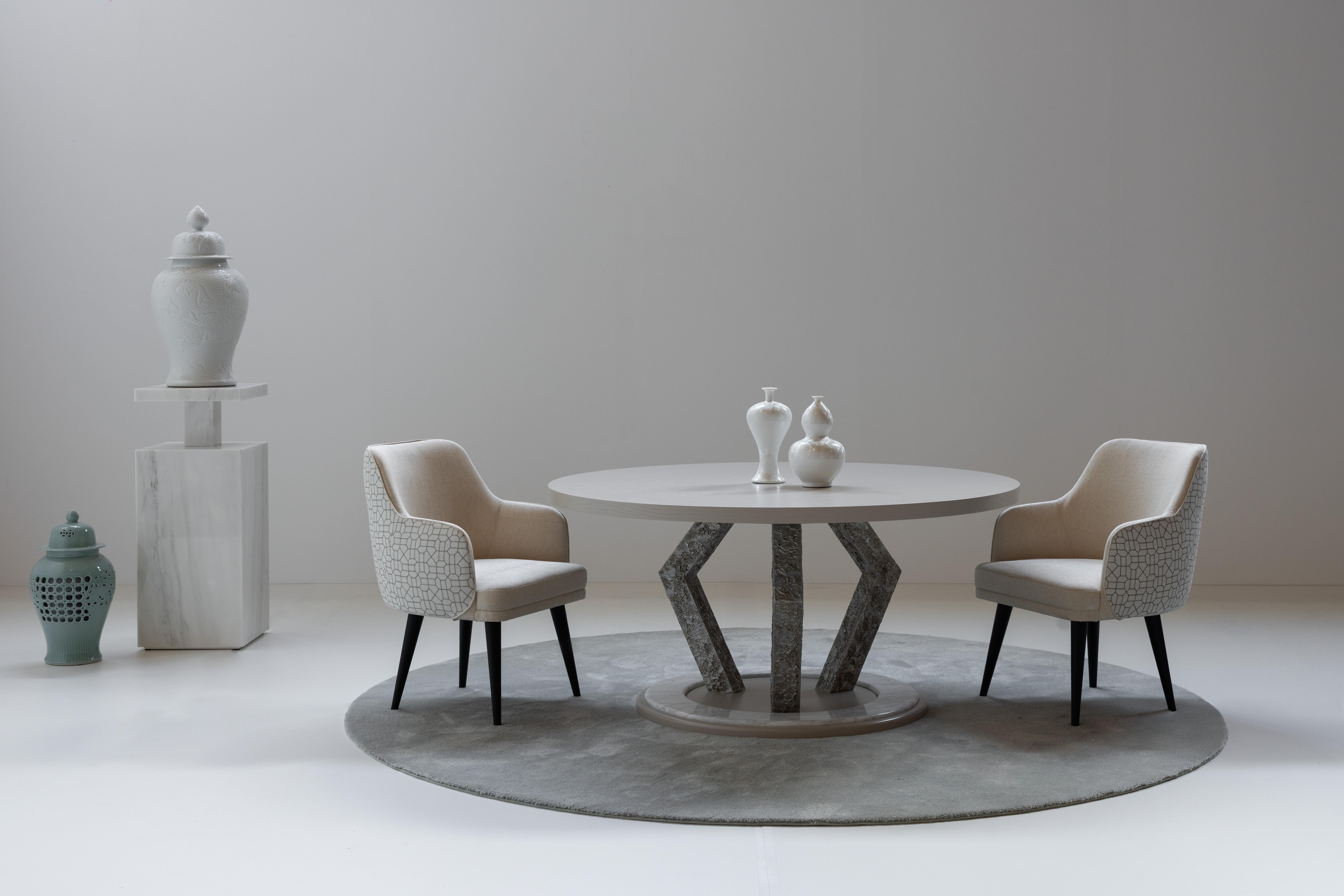 Ensemble de 4 chaises de salle à manger Margot, en cuir blanc, Greenapple, modernité du milieu du siècle en vente 1