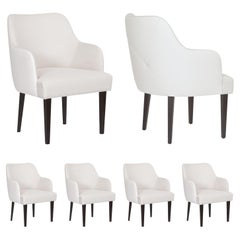Mid-Century Modern Set of 4 Margot Dining Chairs, White Leather, Greenapple