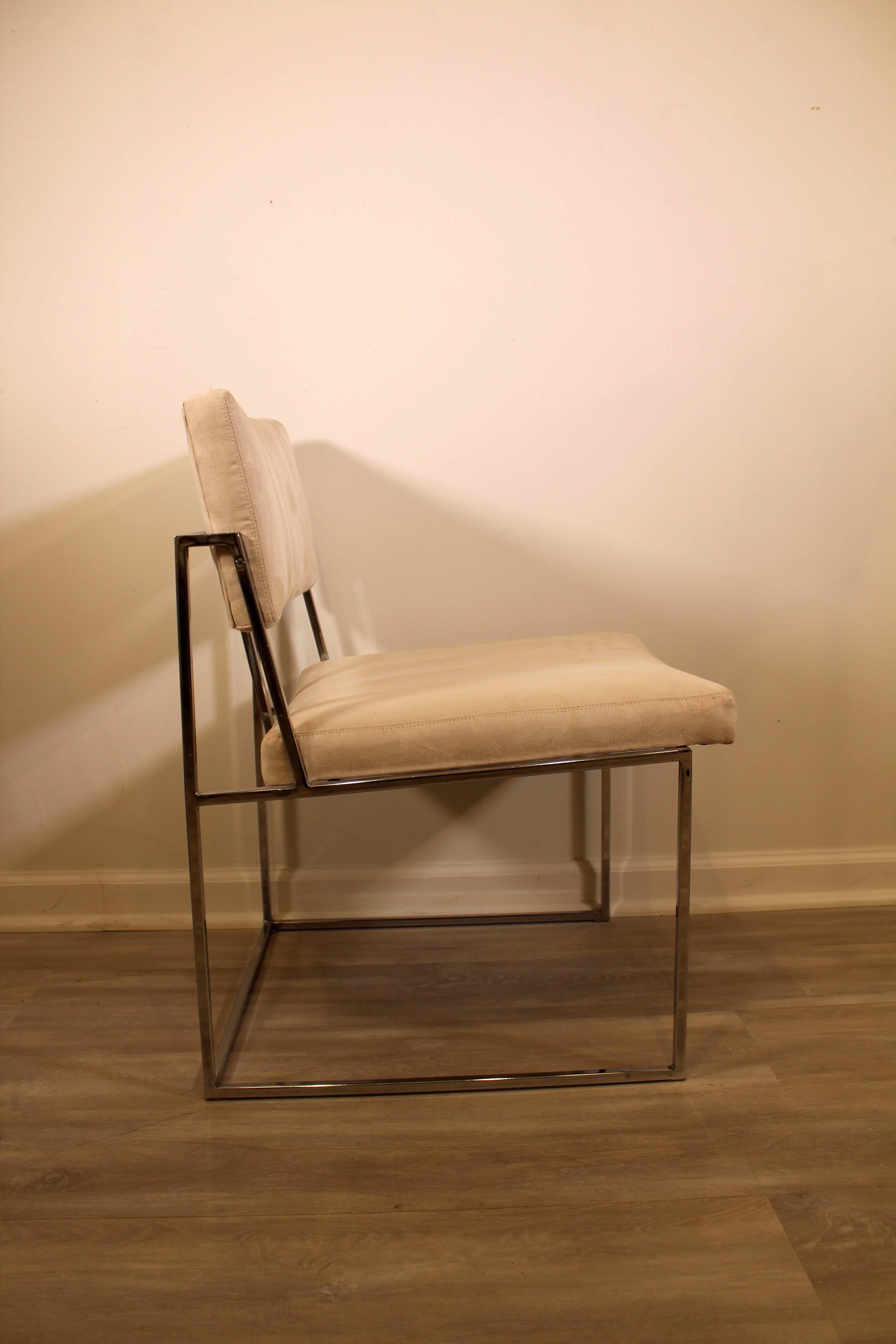 20th Century Mid-Century Modern Set of 4 Milo Baughman Chrome Side Dining Chairs