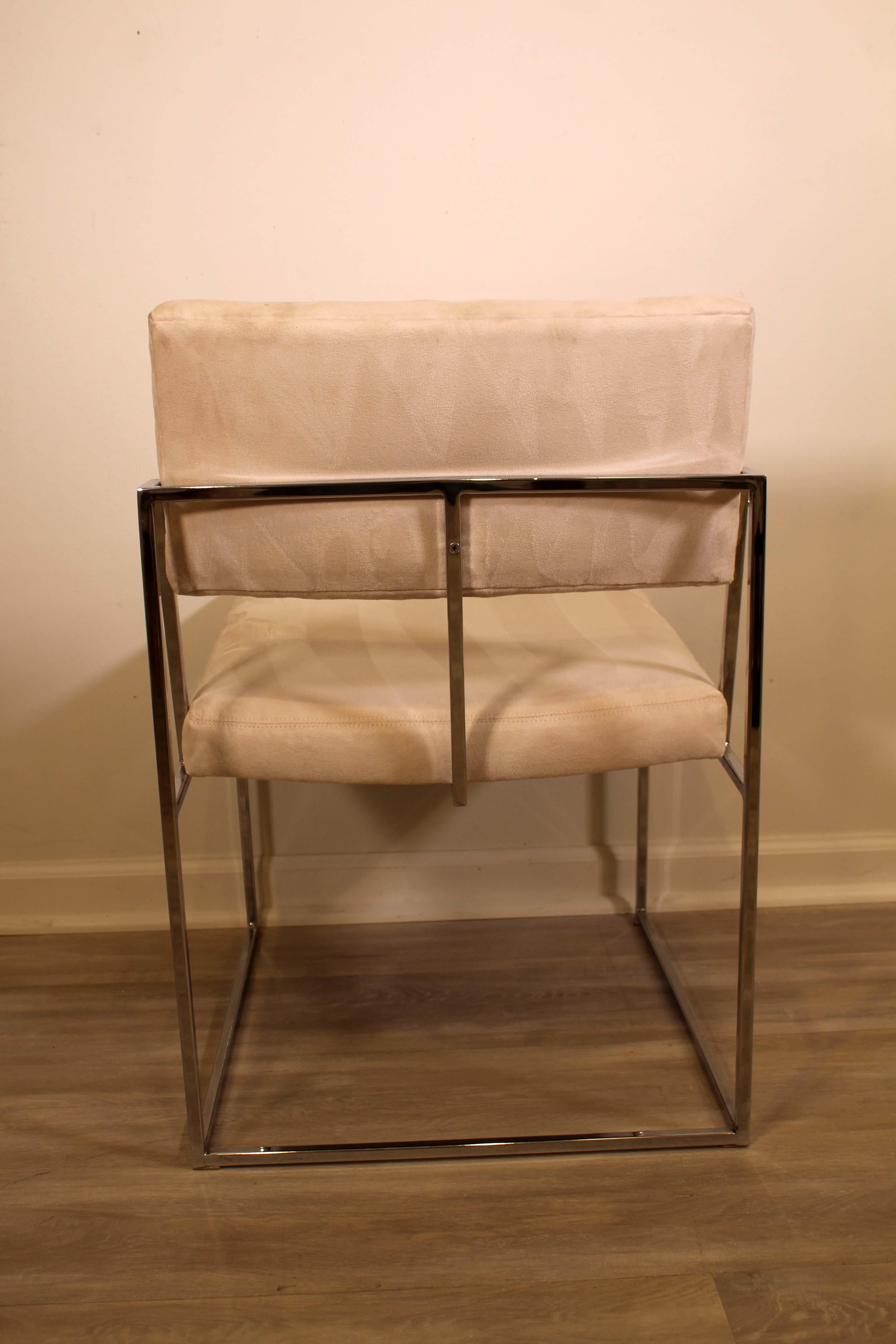 Mid-Century Modern Set of 4 Milo Baughman Chrome Side Dining Chairs 1