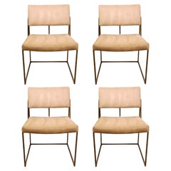 Mid-Century Modern Set of 4 Milo Baughman Chrome Side Dining Chairs