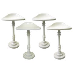 Mid-Century Modern Set of 4 Saddle Shaped Bar Stools Made of White Metal