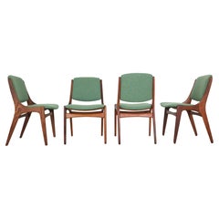 Vintage Mid-Century Modern Set of 4 Solid Teak Dining Chairs by Mahjongg, 1960's