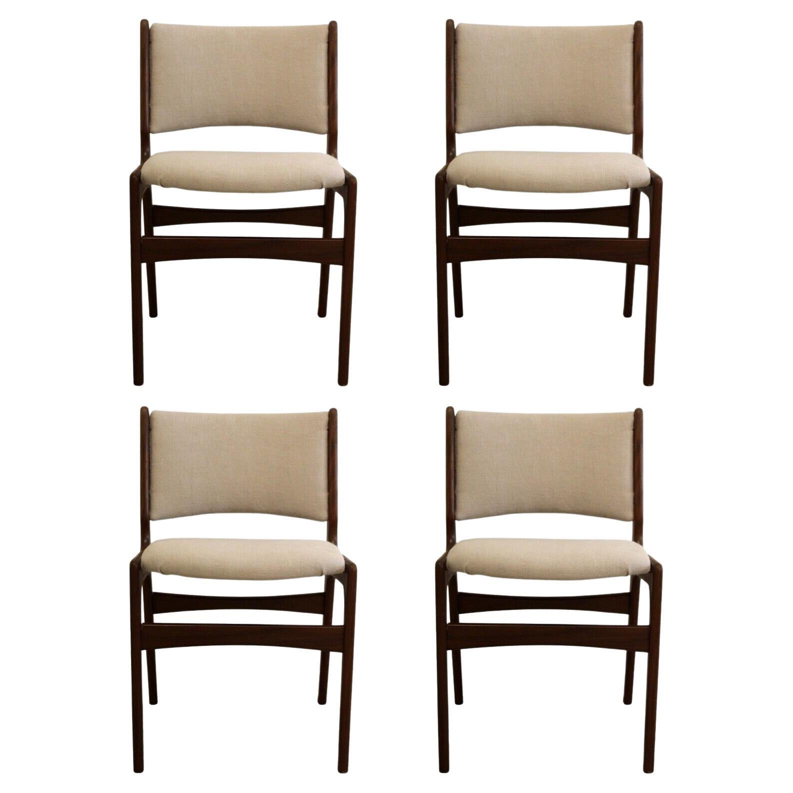 Mid Century Modern Set of 4 Teak Danish Side Dining Chairs