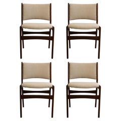 Mid Century Modern Set of 4 Teak Danish Side Dining Chairs