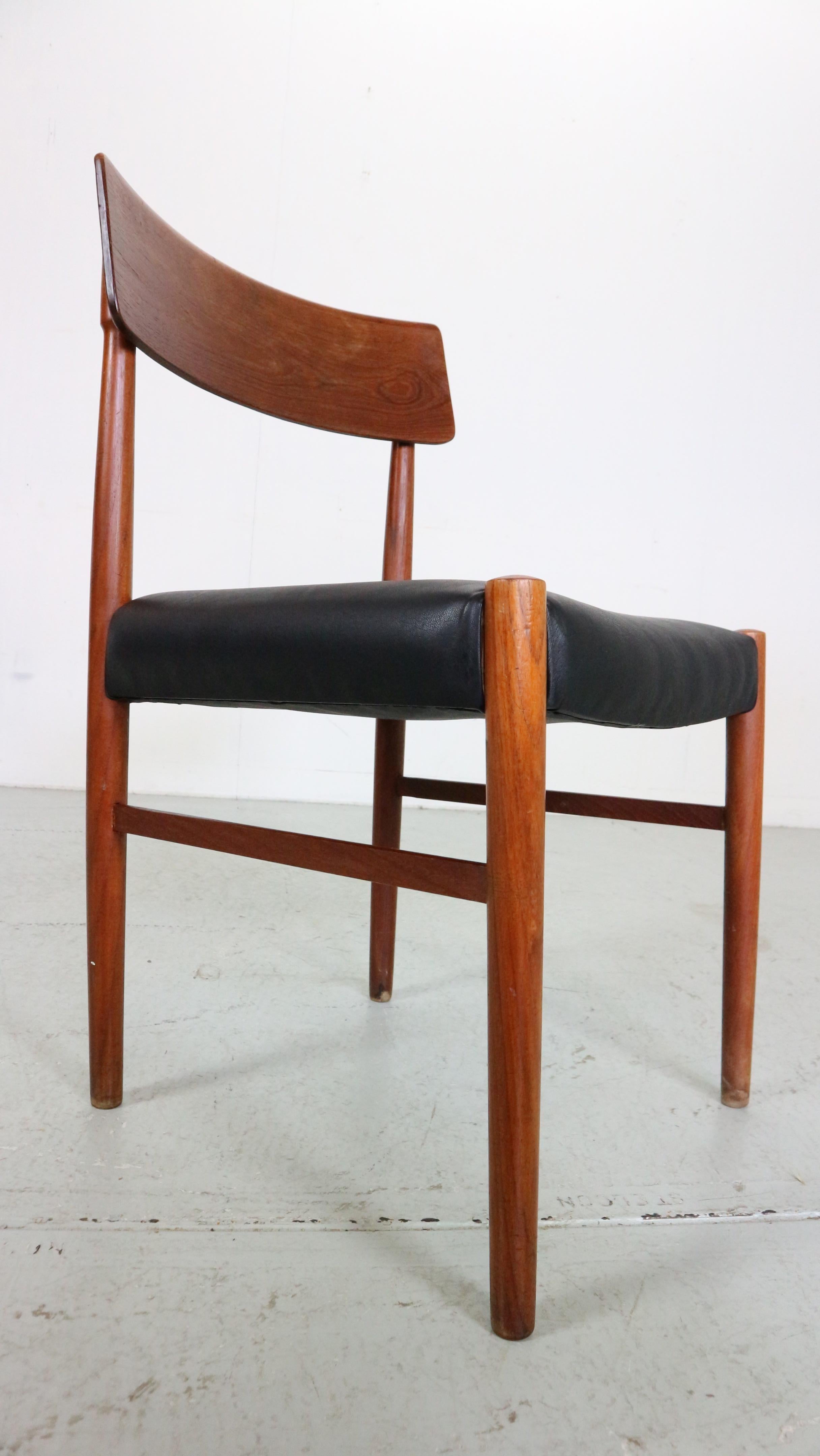 Mid-Century Modern Set of 4 Teak Dinning Room Chairs, 1960 Denmark For Sale 4