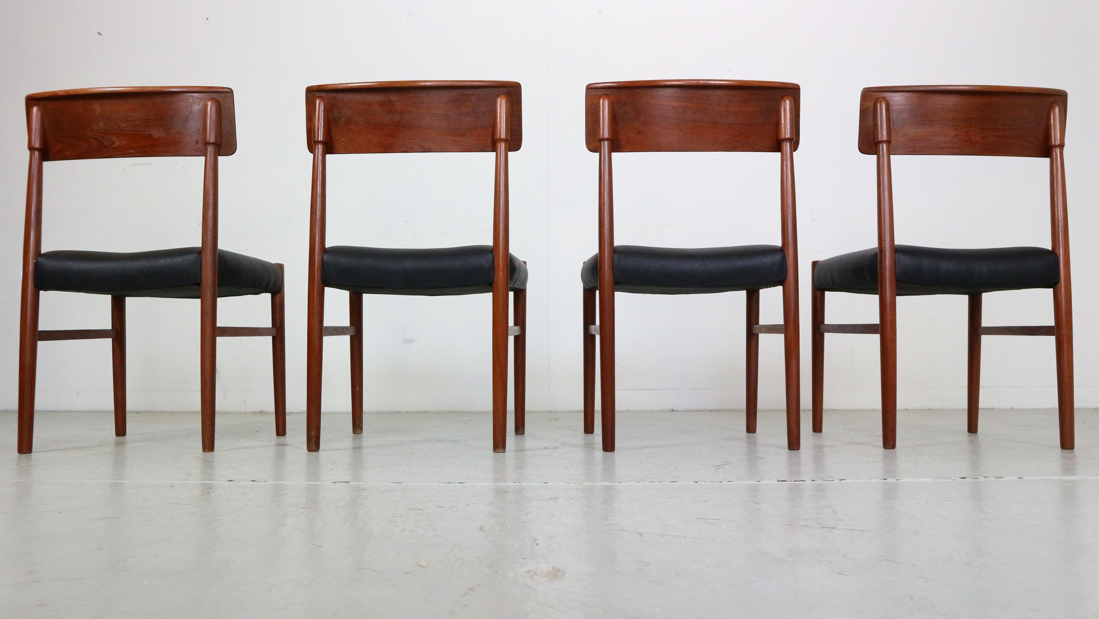 Mid-20th Century Mid-Century Modern Set of 4 Teak Dinning Room Chairs, 1960 Denmark For Sale