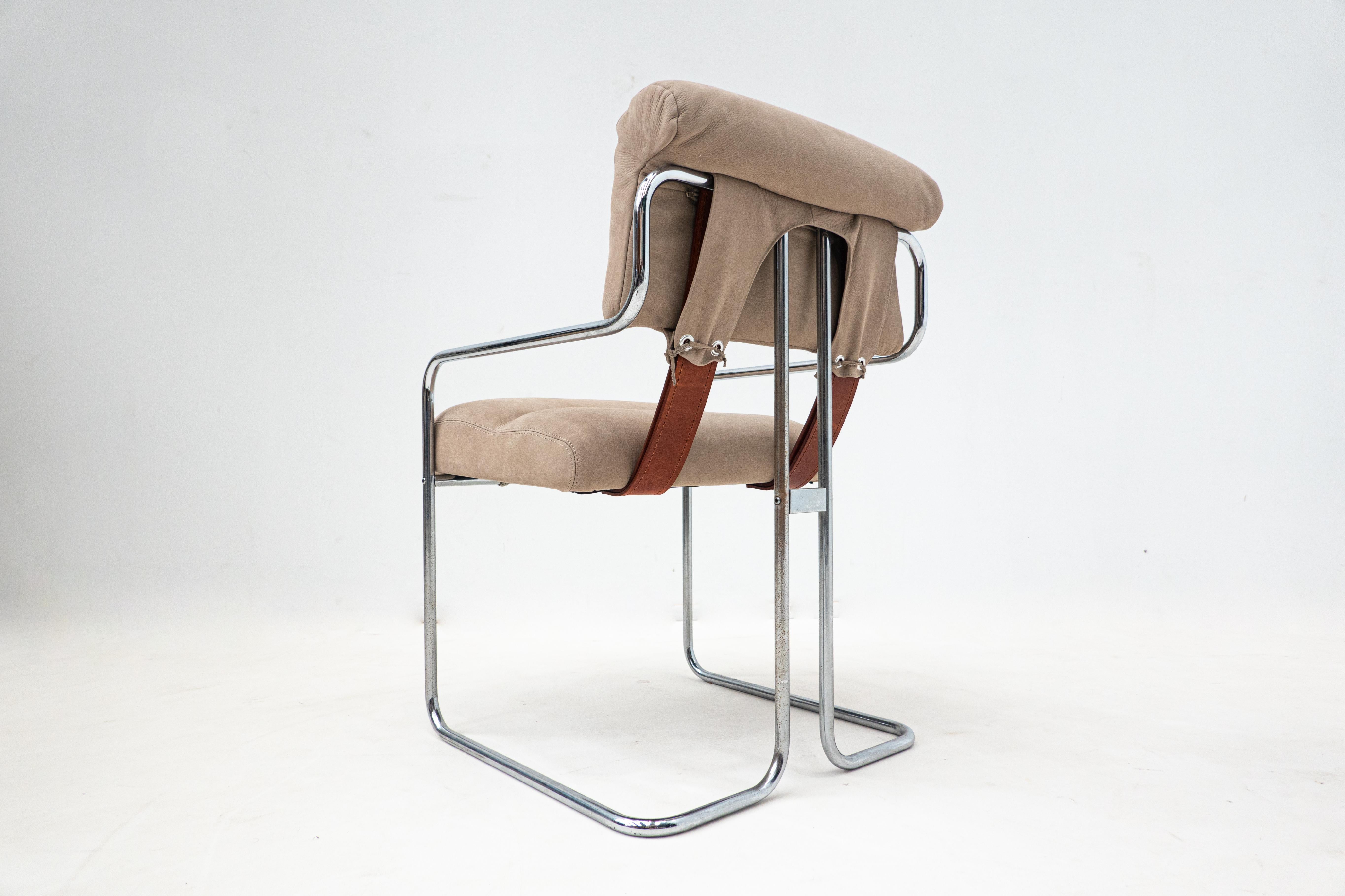 Mid-Century Modern Set of 4 Tucroma Chairs by Guido Faleschini, Leather, 1970s In Good Condition In Brussels, BE