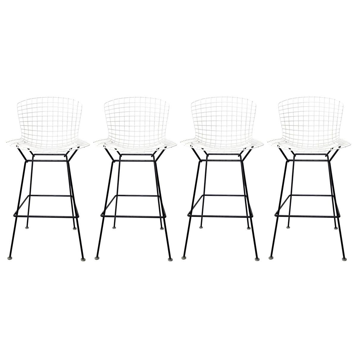 Mid-Century Modern Set of 4 Wire Stools by Harry Bertoia for Knoll International