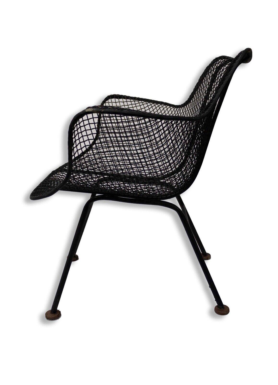 Mid-Century Modern Mid Century Modern Set of 4 Woodard Scuptura Black Wrought Iron Patio Chairs