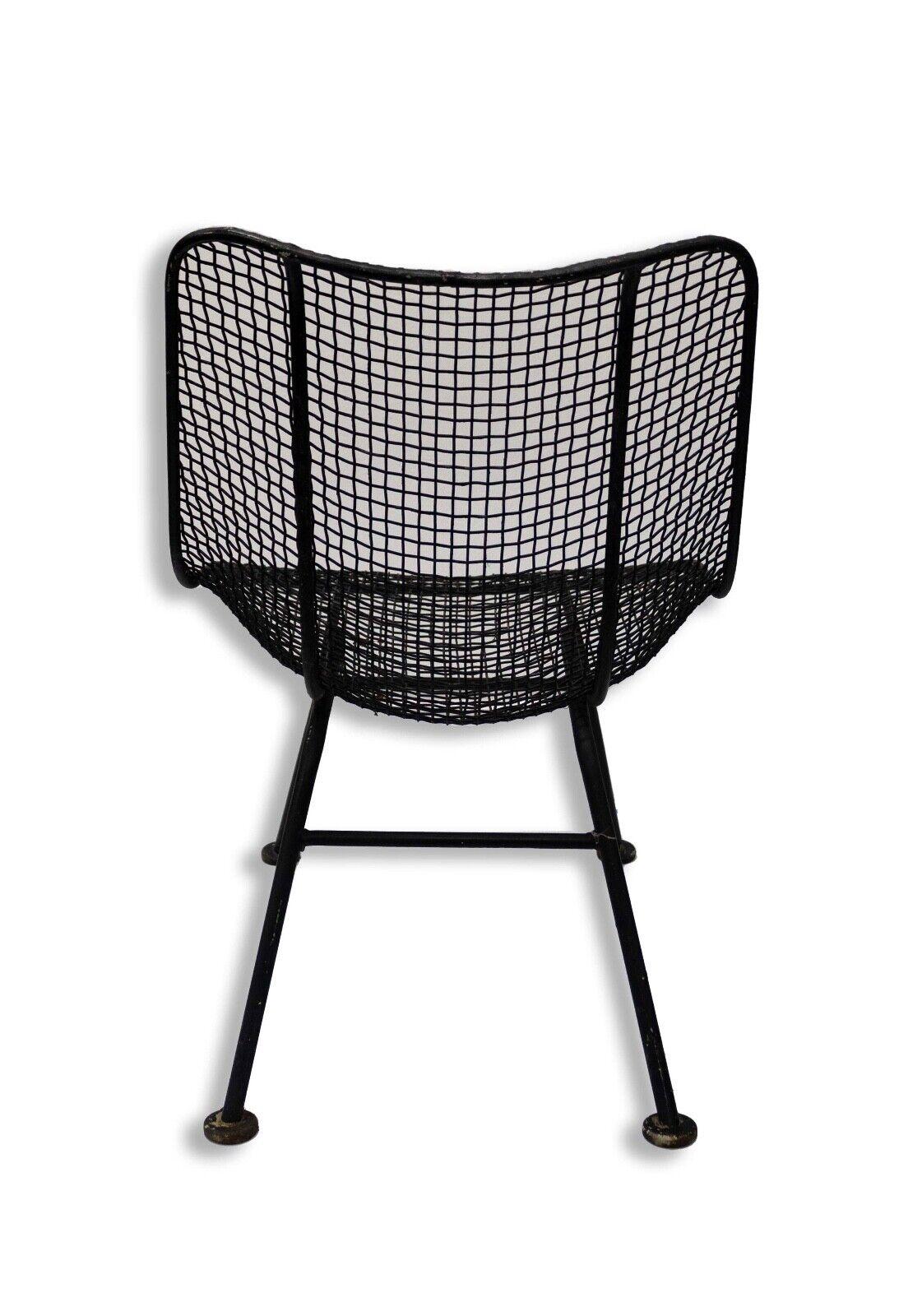 Mid Century Modern Set of 4 Woodard Scuptura Black Wrought Iron Patio Chairs 1