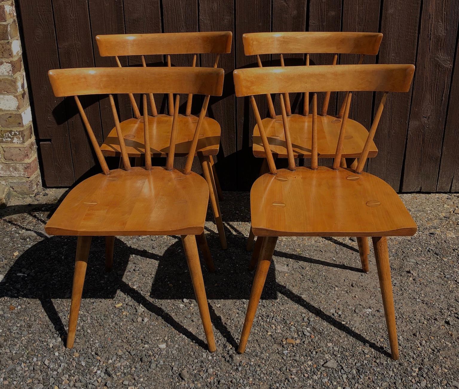 Mid-Century Modern set of 4 Paul McCobb dining chairs, American, 1950

Stunning set of four dining chairs in solid maple from Paul McCobb's iconic Planner Group, manufactured by Winchendon Furniture from 1950-1964 by. 
The chair, model #1531,