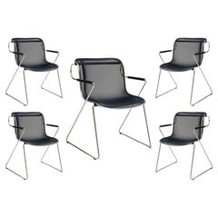 Mid Century Modern Set of 5 Charles Pollock Penelope Chairs for Castelli