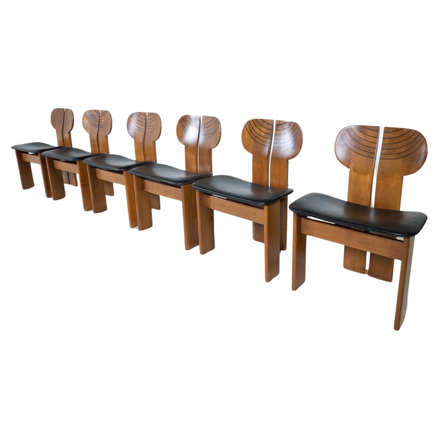 Mid-Century Modern Set of 6 Africa Chairs by Afra & Tobia Scarpa for Maxalto For Sale
