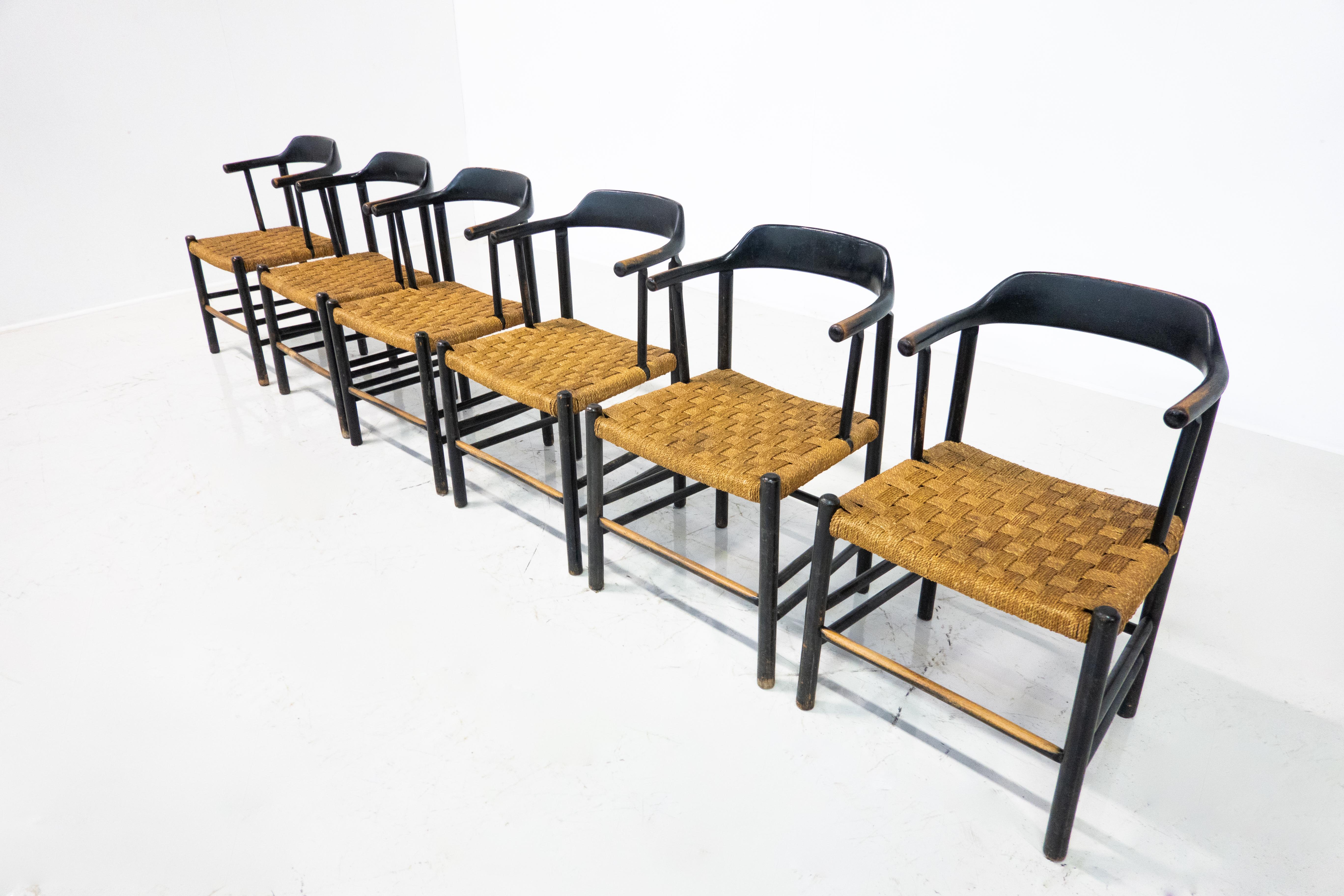 Mid-Century Modern Set of 6 Armchairs, Italy, 1960s In Good Condition For Sale In Brussels, BE