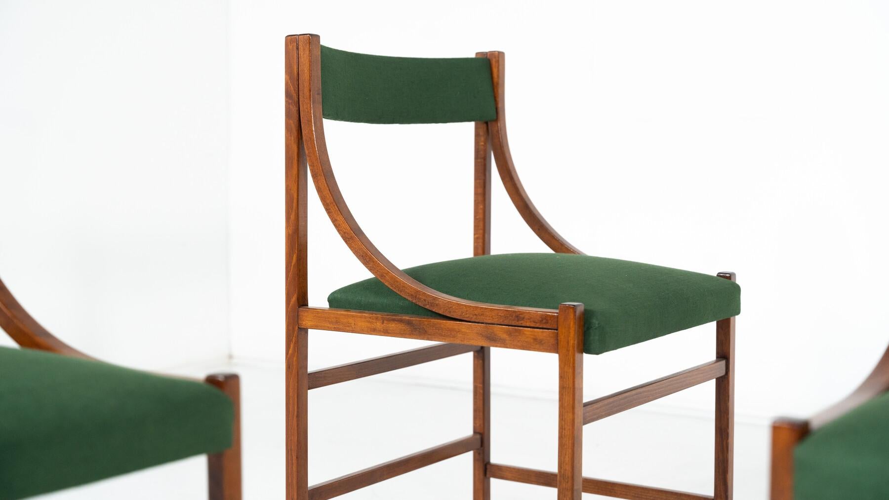 Ensemble de 6 fauteuils, bois et tissu, Italie, années 1960 en vente 5