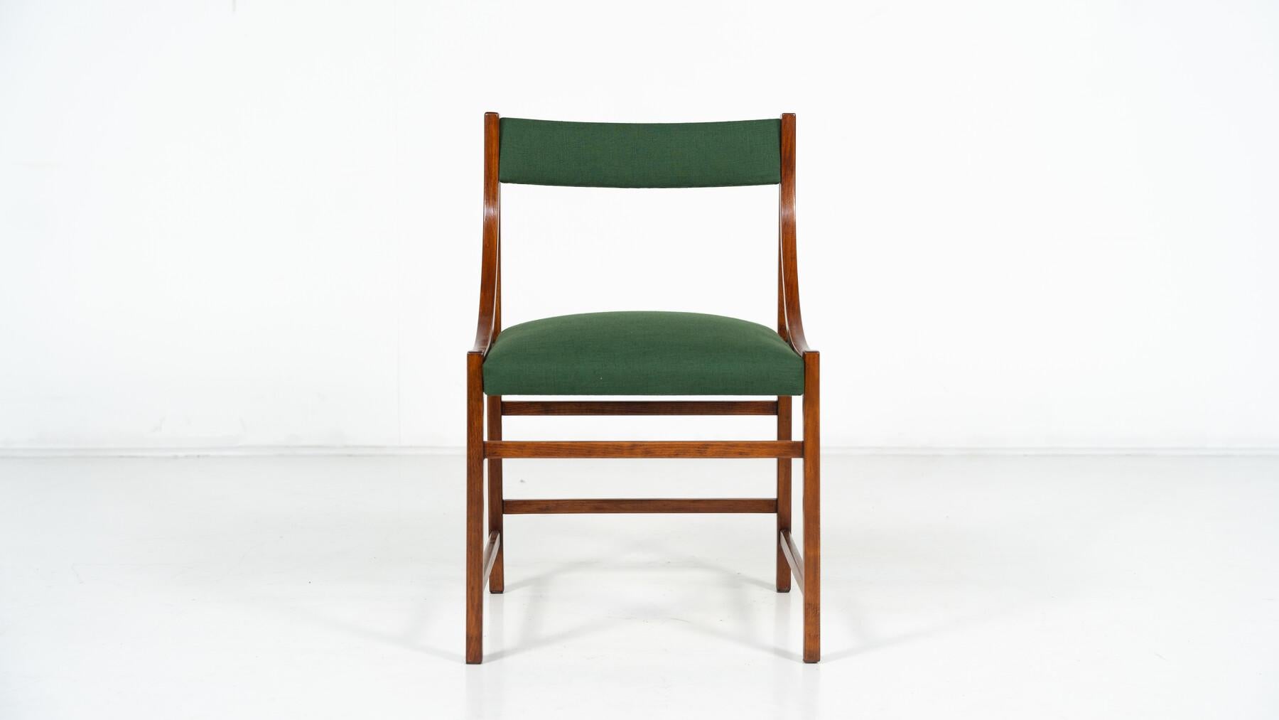 Ensemble de 6 fauteuils, bois et tissu, Italie, années 1960 en vente 6