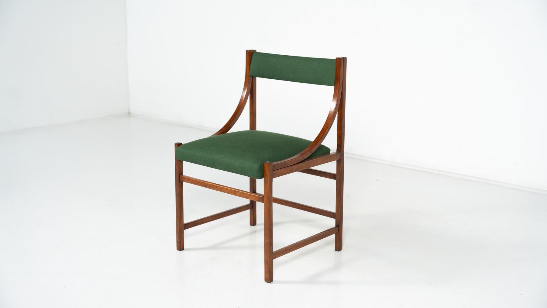 Ensemble de 6 fauteuils, bois et tissu, Italie, années 1960 en vente 7
