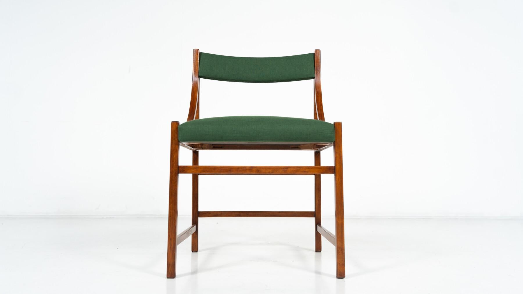Ensemble de 6 fauteuils, bois et tissu, Italie, années 1960 en vente 8