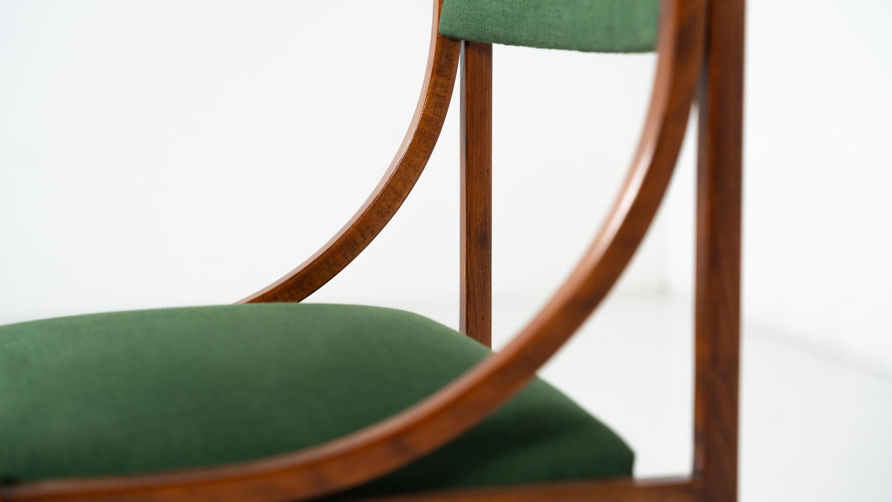 Ensemble de 6 fauteuils, bois et tissu, Italie, années 1960 en vente 10